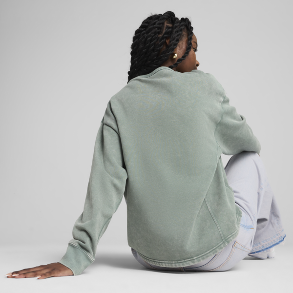 PUMA CLASS Comfort Washed Crew Women, Green Moon, large-ZAF