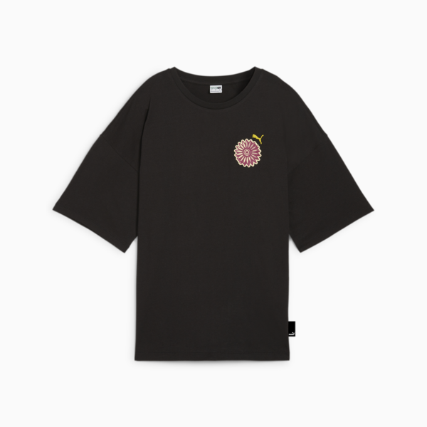 Graphics Bloom Oversized Tee, PUMA Black, large-ZAF