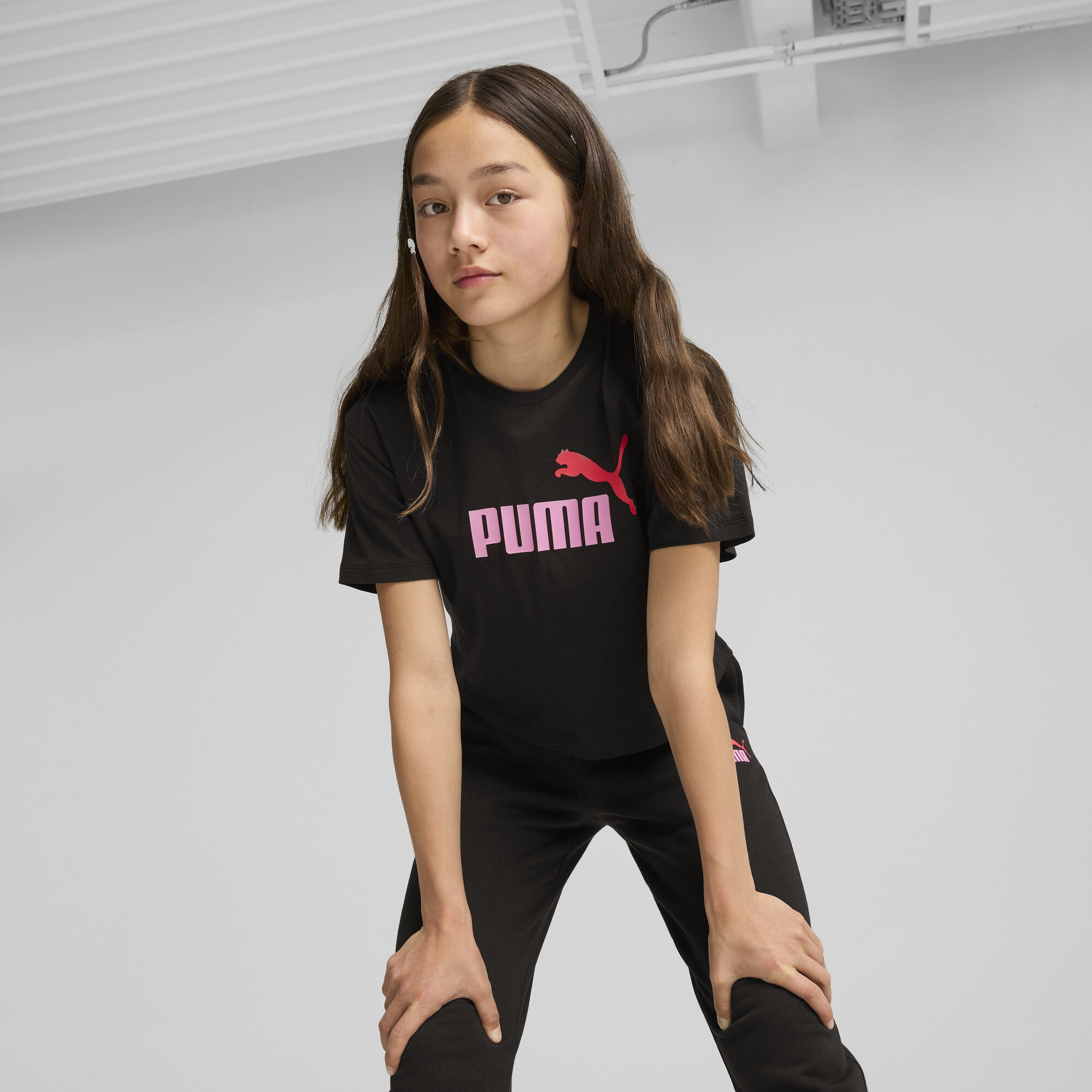 Girls Logo Cropped Tee black PUMA South Africa