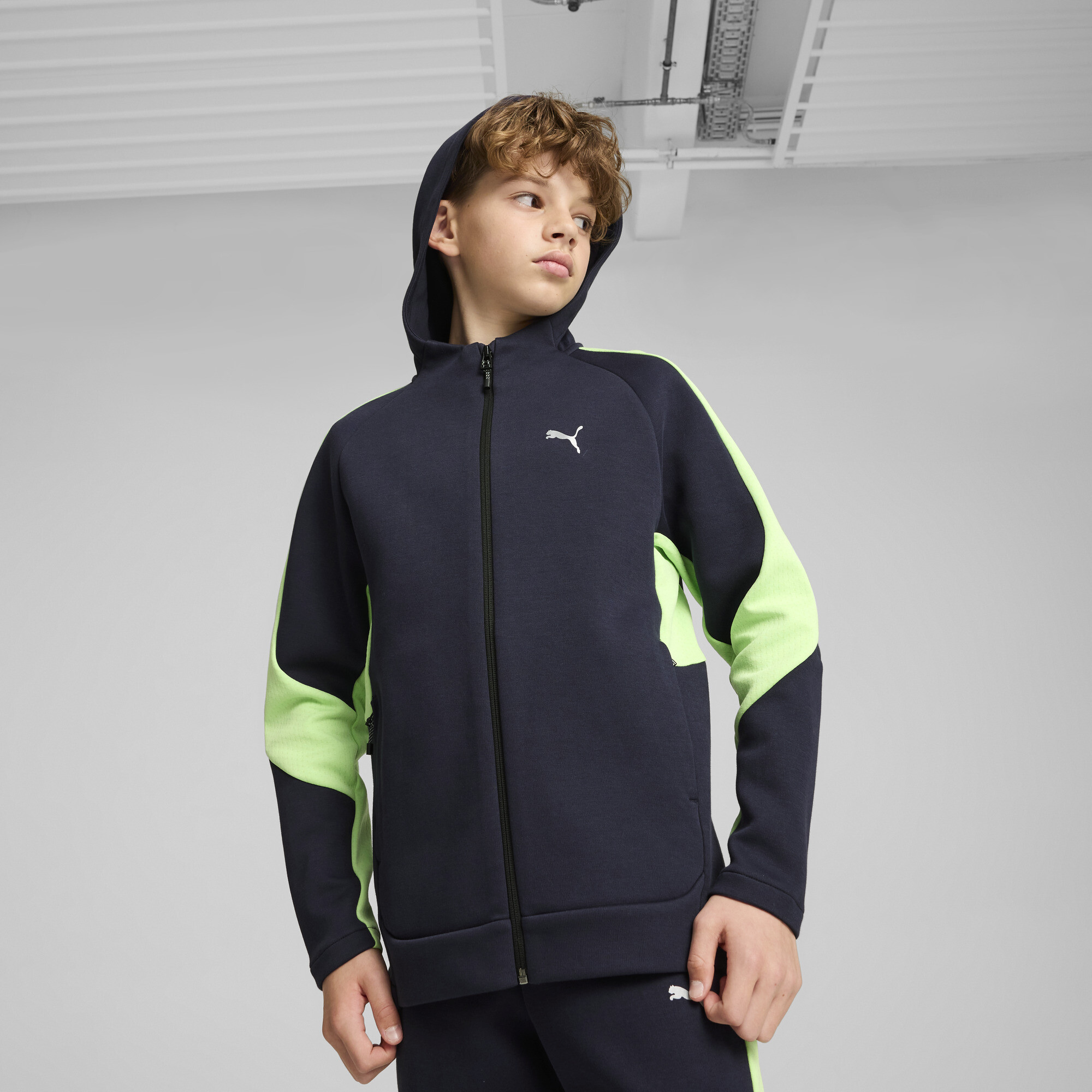 Puma EVOSTRIPE Hoodie mit durchgehendem Reißverschluss Teenager Für Herren Für Damen Für Kinder | Mit Plain | New Navy |...