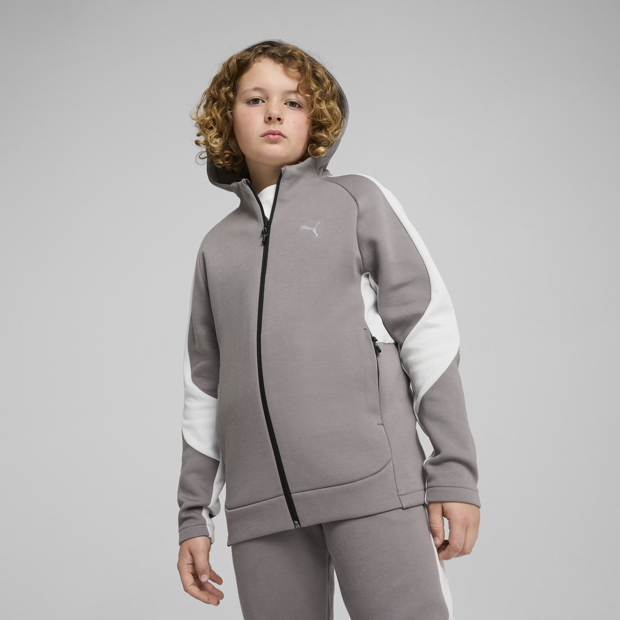 Puma EVOSTRIPE Hoodie mit durchgehendem Reißverschluss Teenager Für Herren Für Damen Für Kinder | Mit Plain | Cast Iron ...