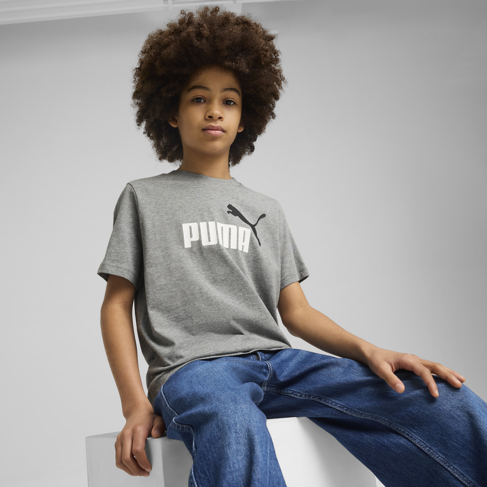 Puma Essentials Colour No.1 Logo T-Shirt Teenager Für Herren Für Damen Für Kinder | Mit Print | Medium Gray Heather | Gr...