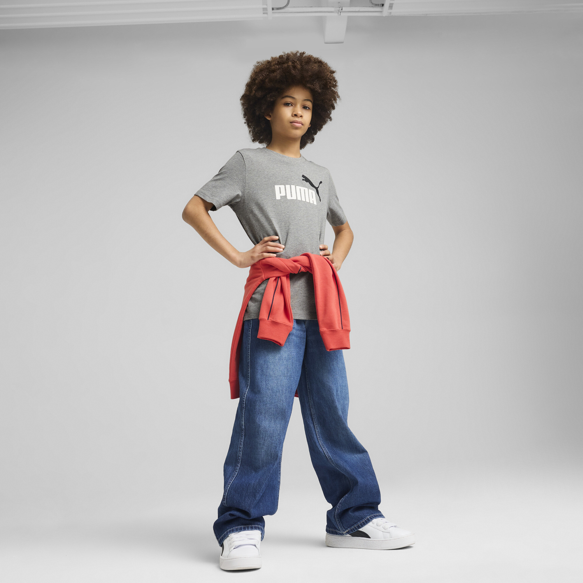 PUMA Essentials Colour No.1-logo T-shirt voor Heren, Grijs, Maat 9-10Y thumbnail 4