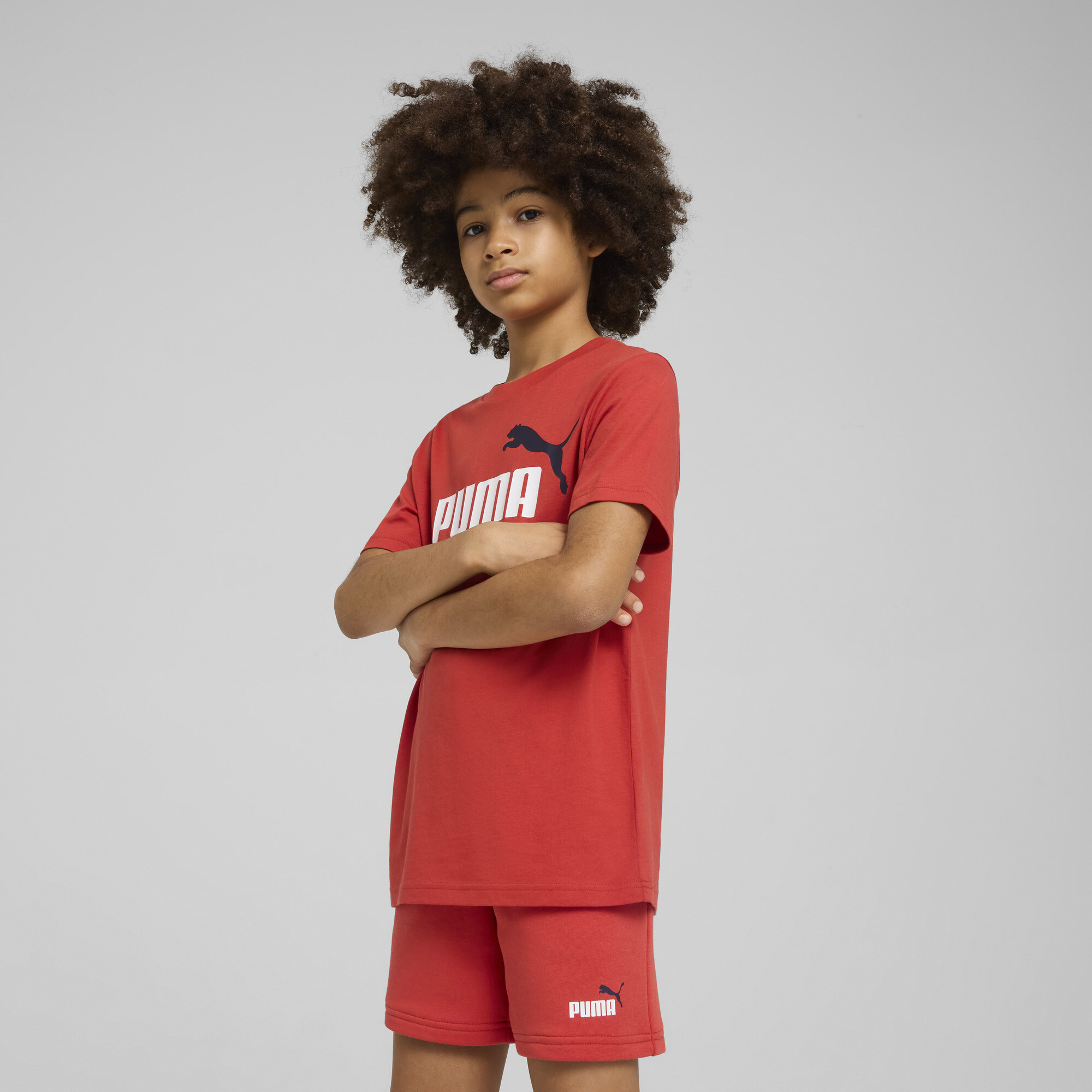 Puma Essentials Colour No.1 Logo T-Shirt Teenager Für Herren Für Damen Für Kinder | Mit Print | Red Fire | Größe: 15-16Y