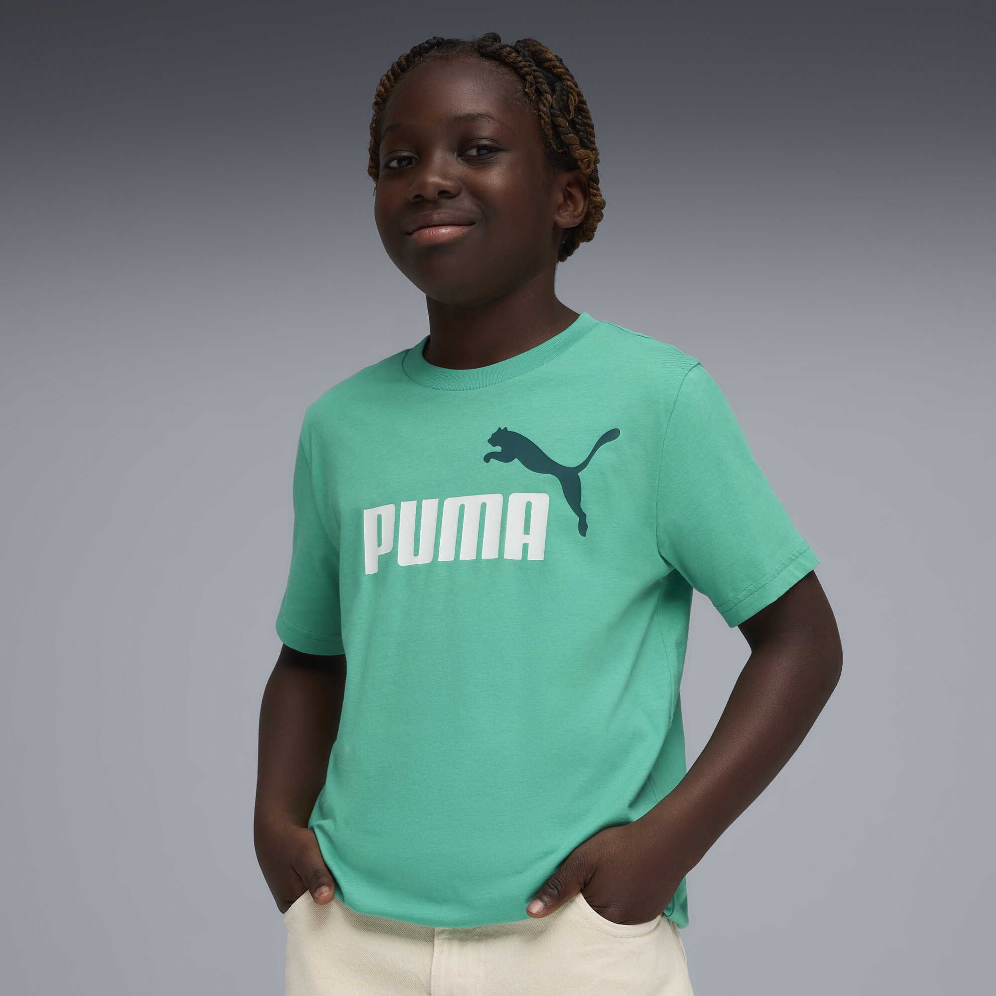 PUMA Essentials Colour No.1-logo T-shirt voor Heren, Groen, Maat 5-6Y thumbnail 4