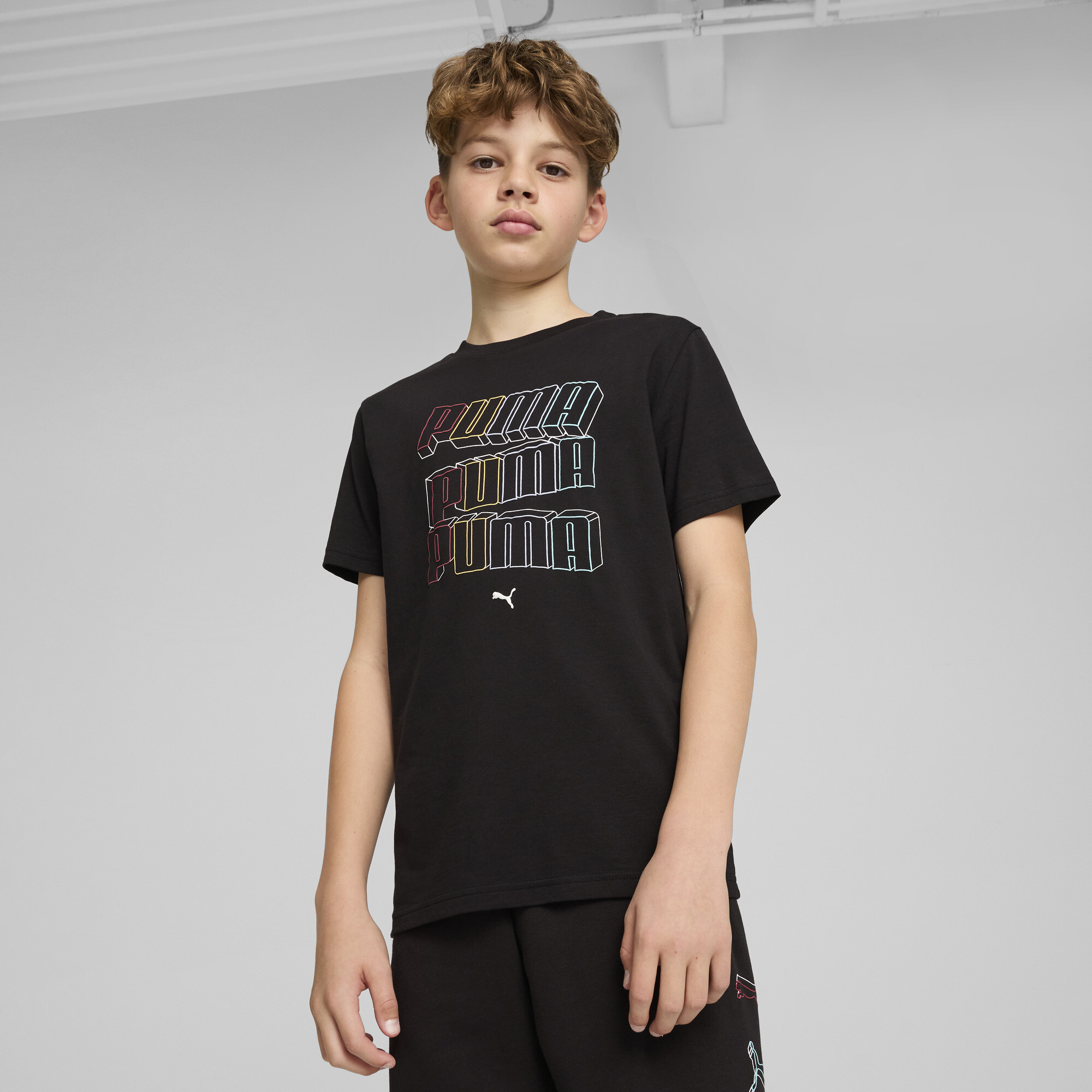 Puma Essentials Logo Lab T-Shirt Teenager Für Herren Für Damen Für Kinder | Mit Plain | Black | Größe: 9-10Y