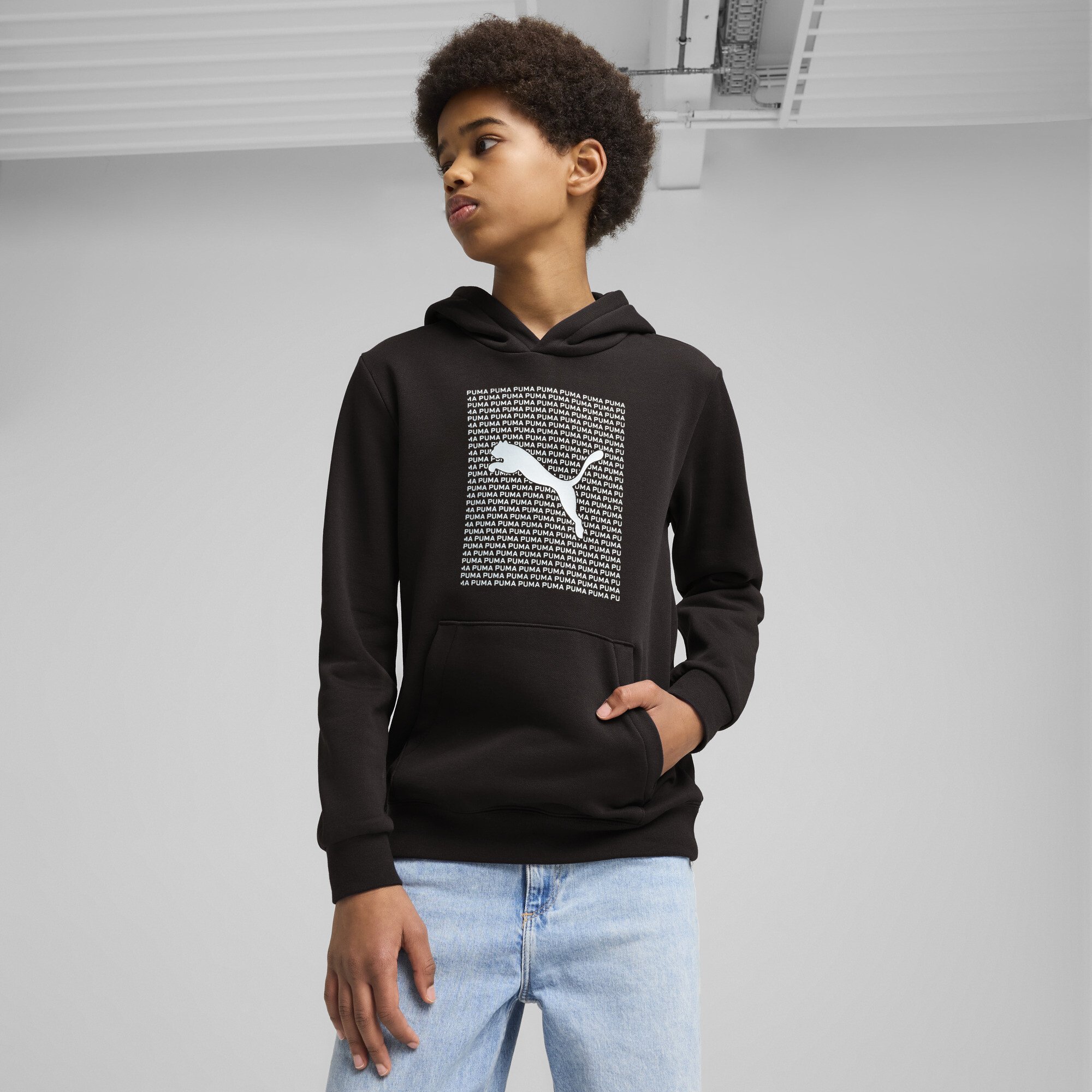 Puma Essentials Logo Lab Hoodie Teenager Für Herren Für Damen Für Kinder | Mit Print | Black | Größe: 11-12Y