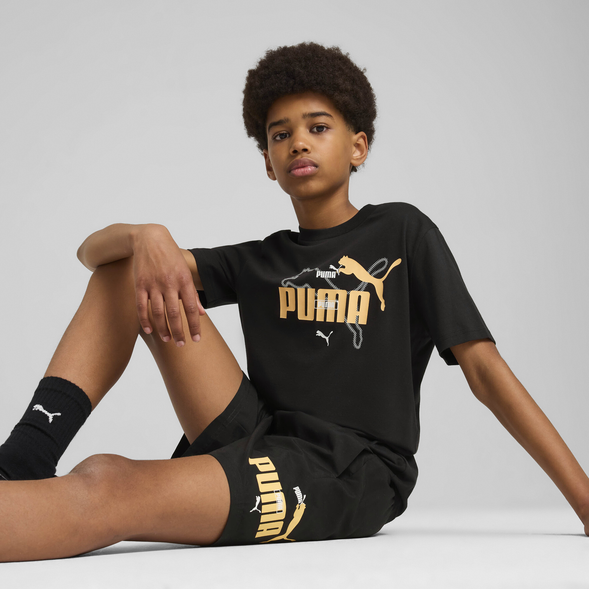 Puma Essentials Logo Lab Summer T-Shirt Teenager Für Herren Für Damen Für Kinder | Mit Plain | Black | Größe: 7-8Y