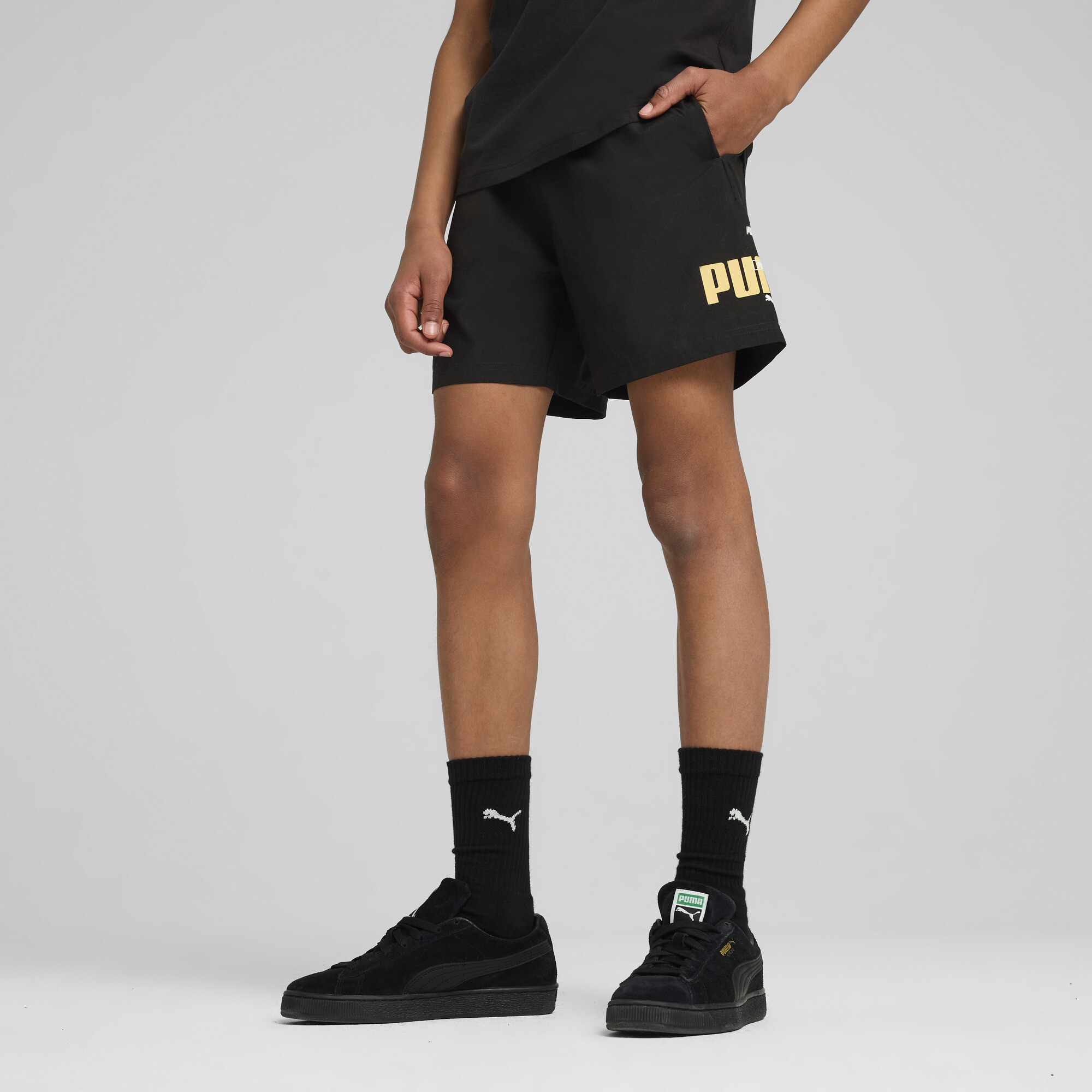 Puma Essentials Logo Lab Summer Gewebte Shorts Teenager Für Herren Für Damen Für Kinder | Mit Print | Black | Größe: 13-...