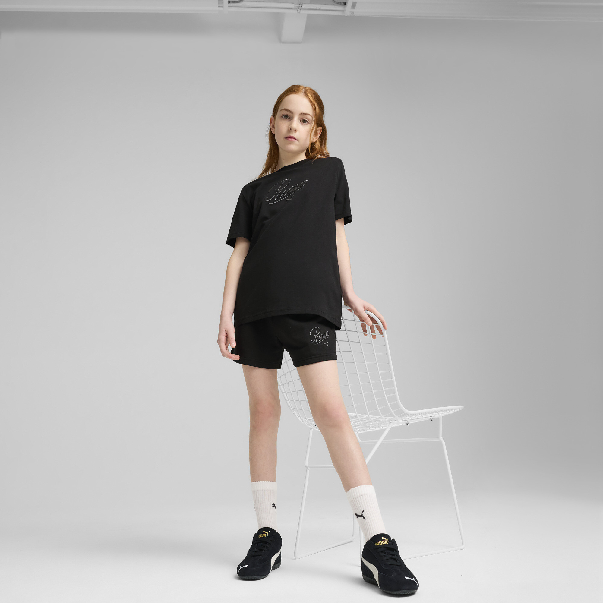 PUMA Essentials Script T-shirt voor Dames, Zwart, Maat 13-14Y thumbnail 4