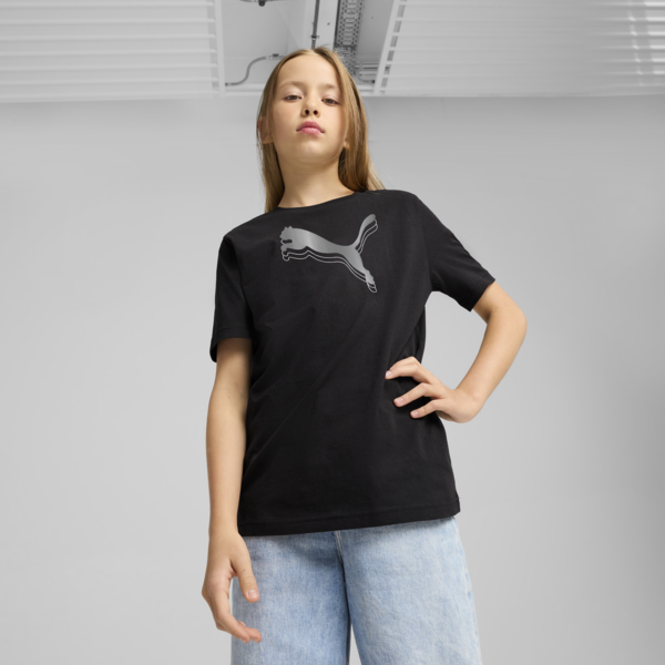 Essentials Metallic Tee Youth, PUMA Black, large-MEX