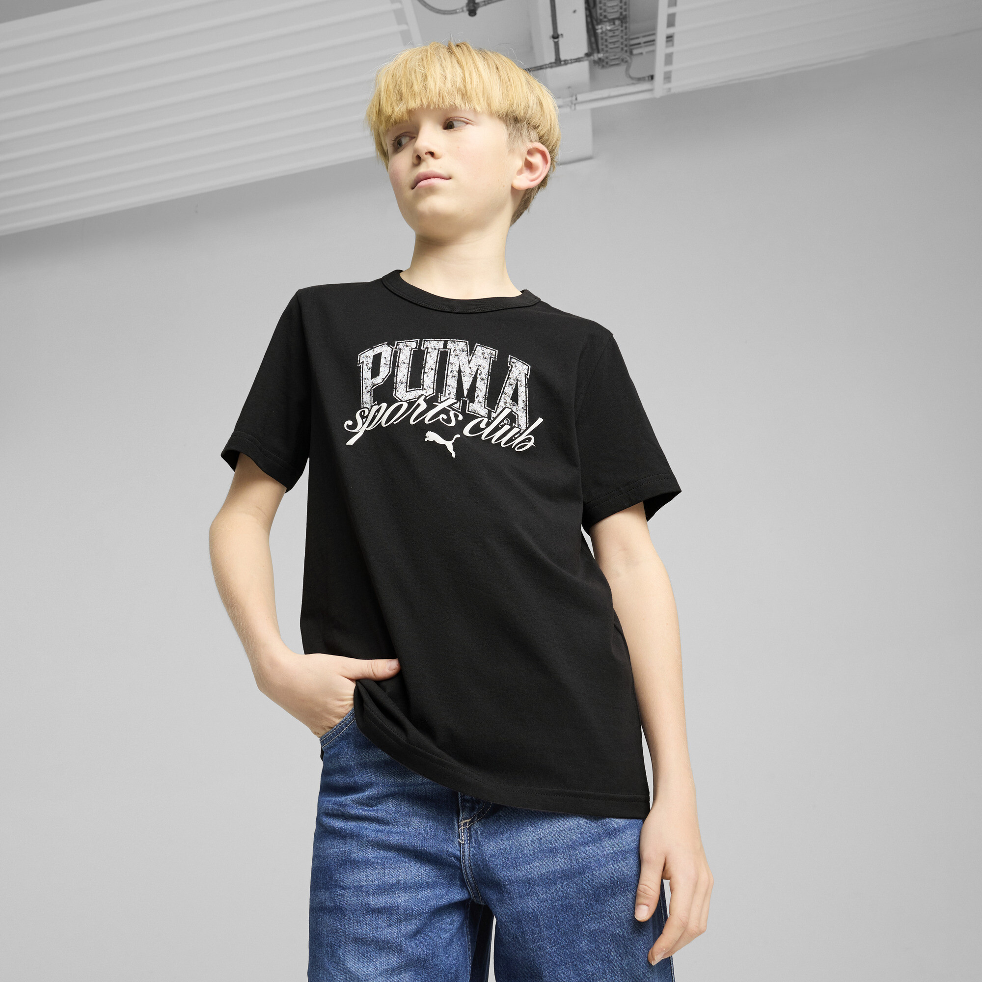 Puma Class Graphic T-Shirt Teenager Für Herren Für Damen Für Kinder | Mit Plain | Black | Größe: 13-14Y