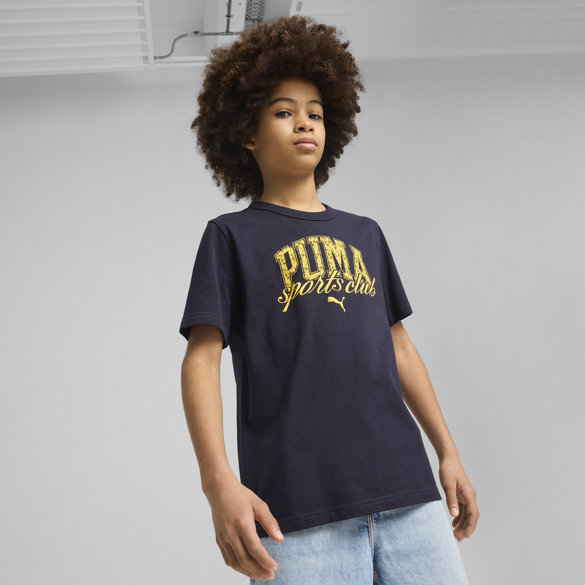 Puma Class Graphic T-Shirt Teenager Für Herren Für Damen Für Kinder | Mit Plain | New Navy | Größe: 9-10Y