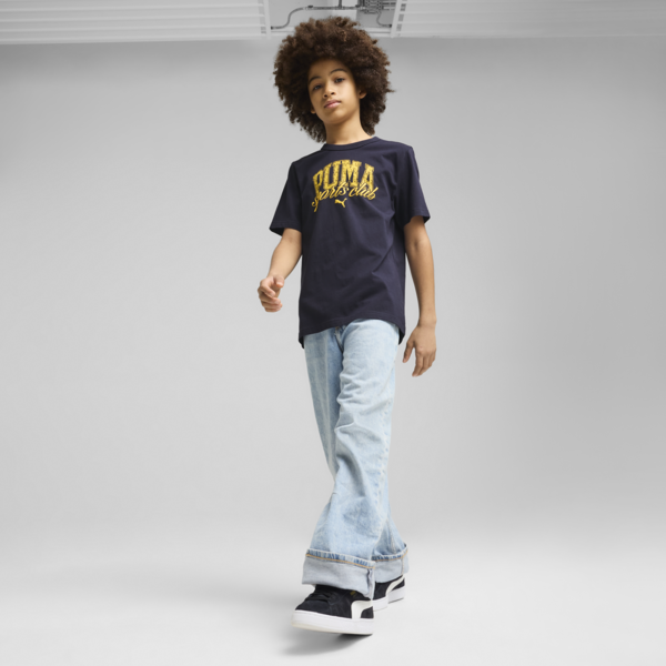 PUMA Class Graphic Tee Youth, New Navy, large-ZAF
