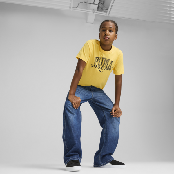 PUMA Class Graphic Tee Youth, Sunny Yellow, large-ZAF