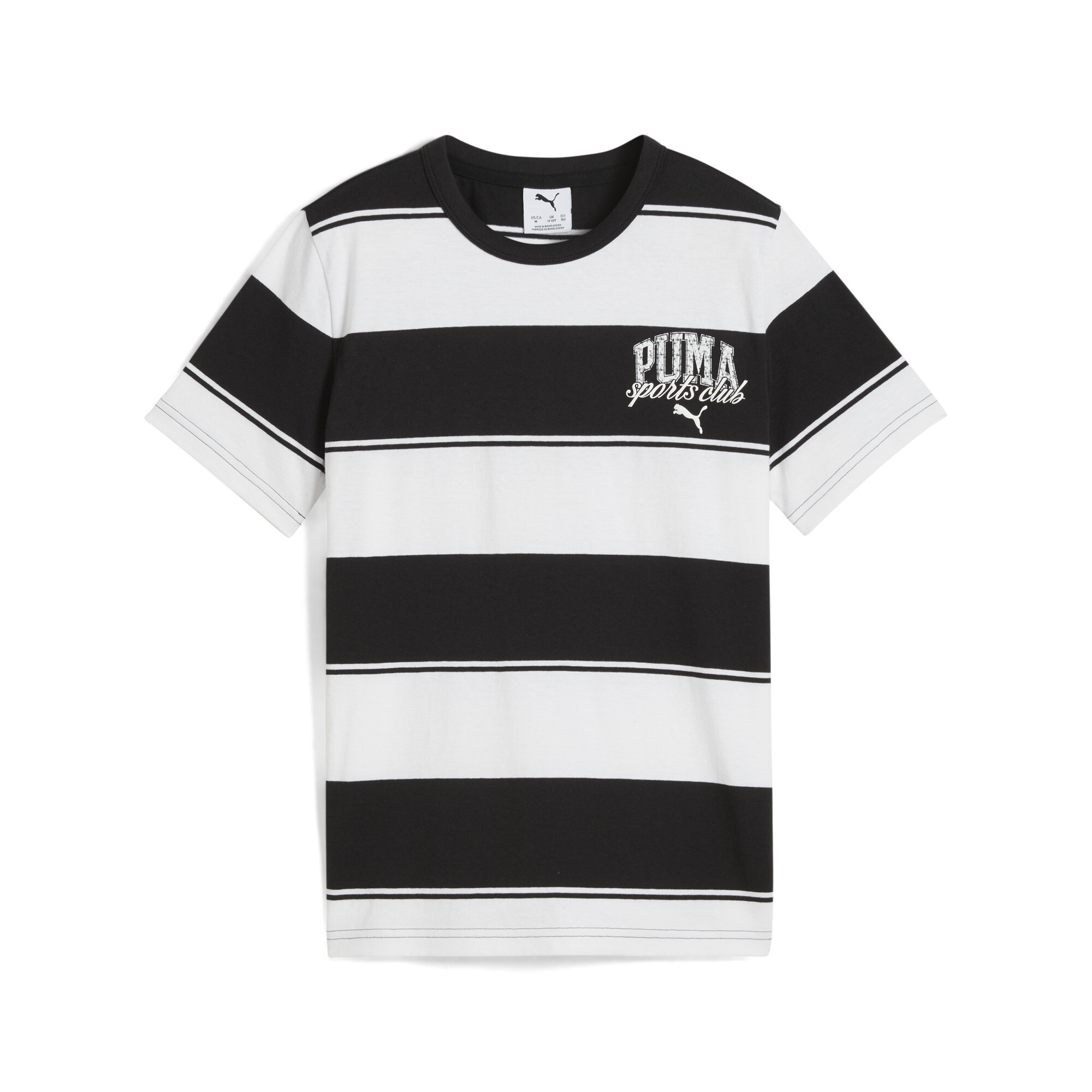 Puma Class Gestreiftes T-Shirt Teenager Für Herren Für Damen Für Kinder | Mit Striped | Black | Größe: 7-8Y