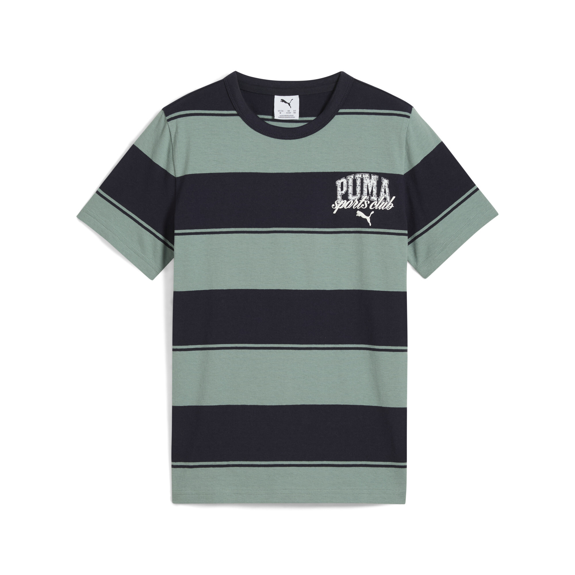 Puma Class Gestreiftes T-Shirt Teenager Für Herren Für Damen Für Kinder | Mit Plain | Green Moon | Größe: 7-8Y