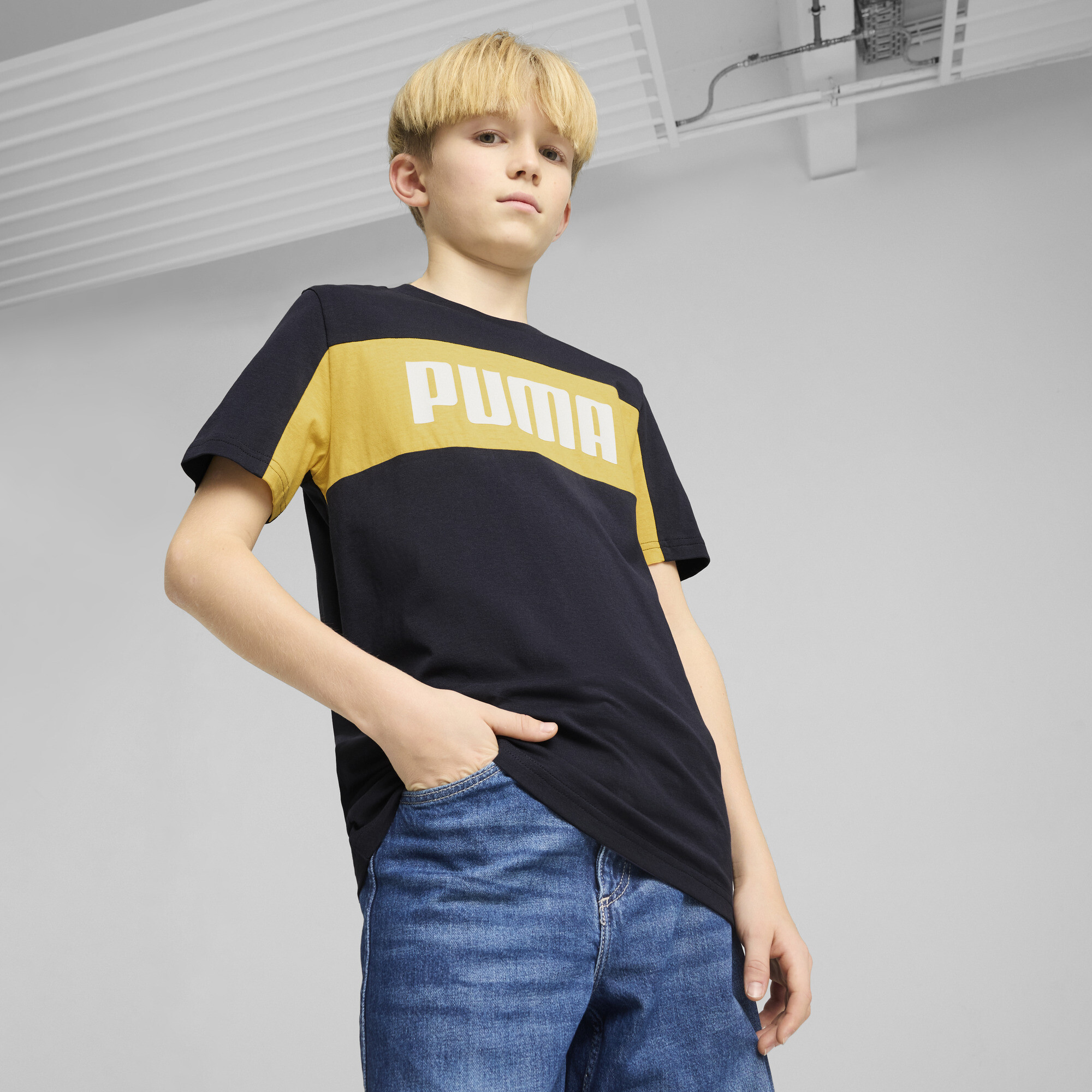 Puma Essentials Block T-Shirt Teenager Für Herren Für Damen Für Kinder | Mit Plain | New Navy | Größe: 9-10Y