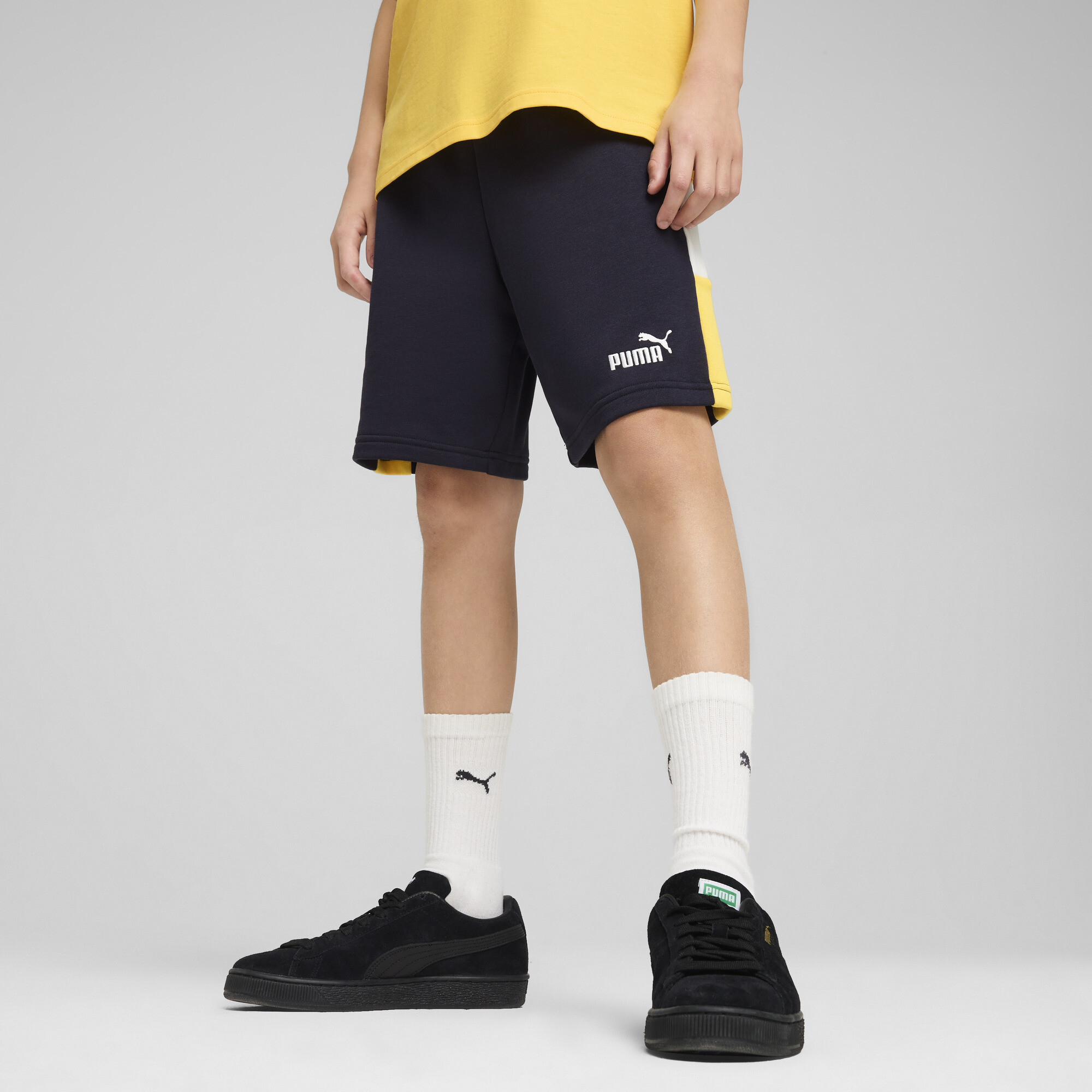 Puma Essentials Block Shorts Teenager Für Herren Für Damen Für Kinder | Mit Color Blocking | New Navy | Größe: 7-8Y