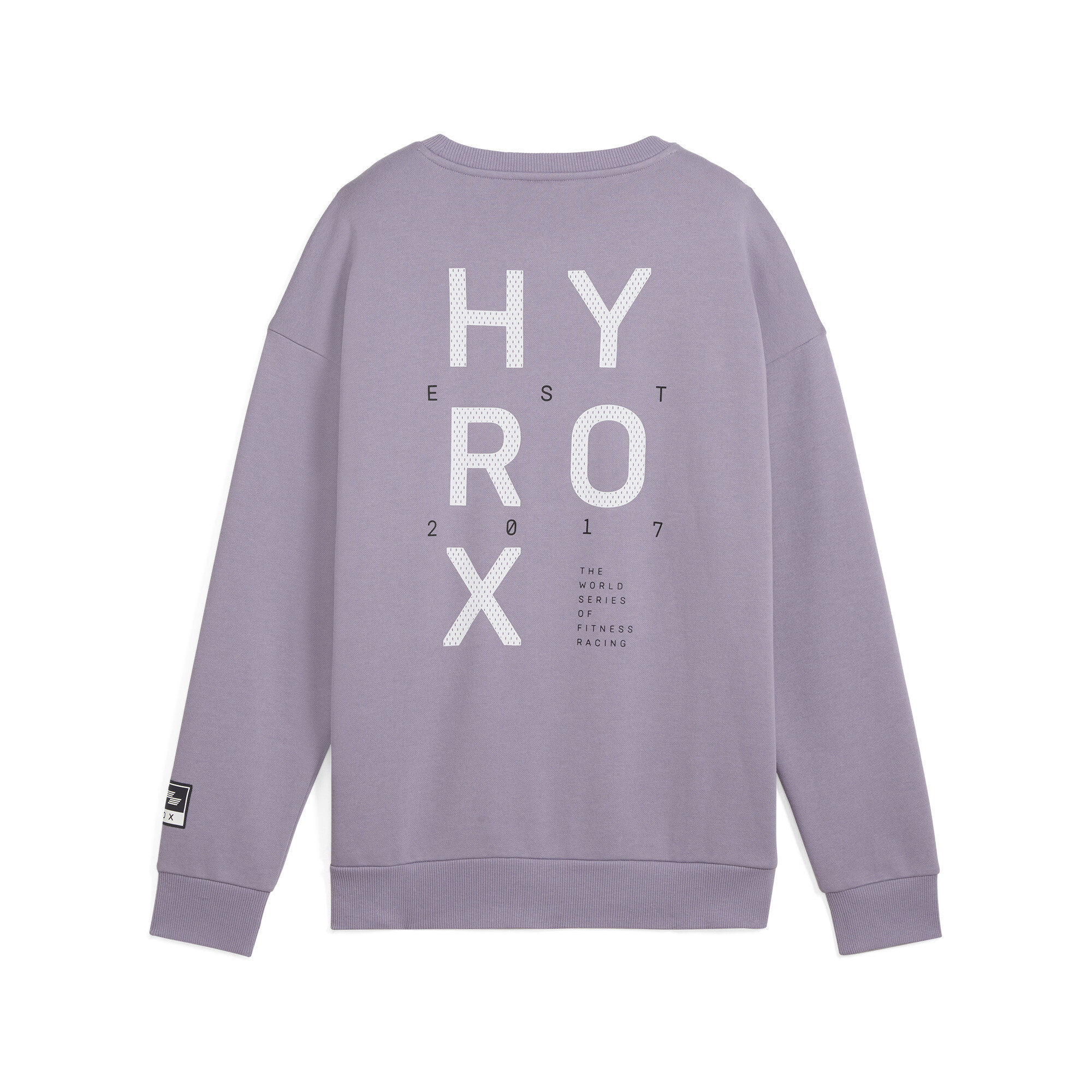 Women's Puma X HYROX Graphic Fleece Crew, Purple, Size L, Clothing