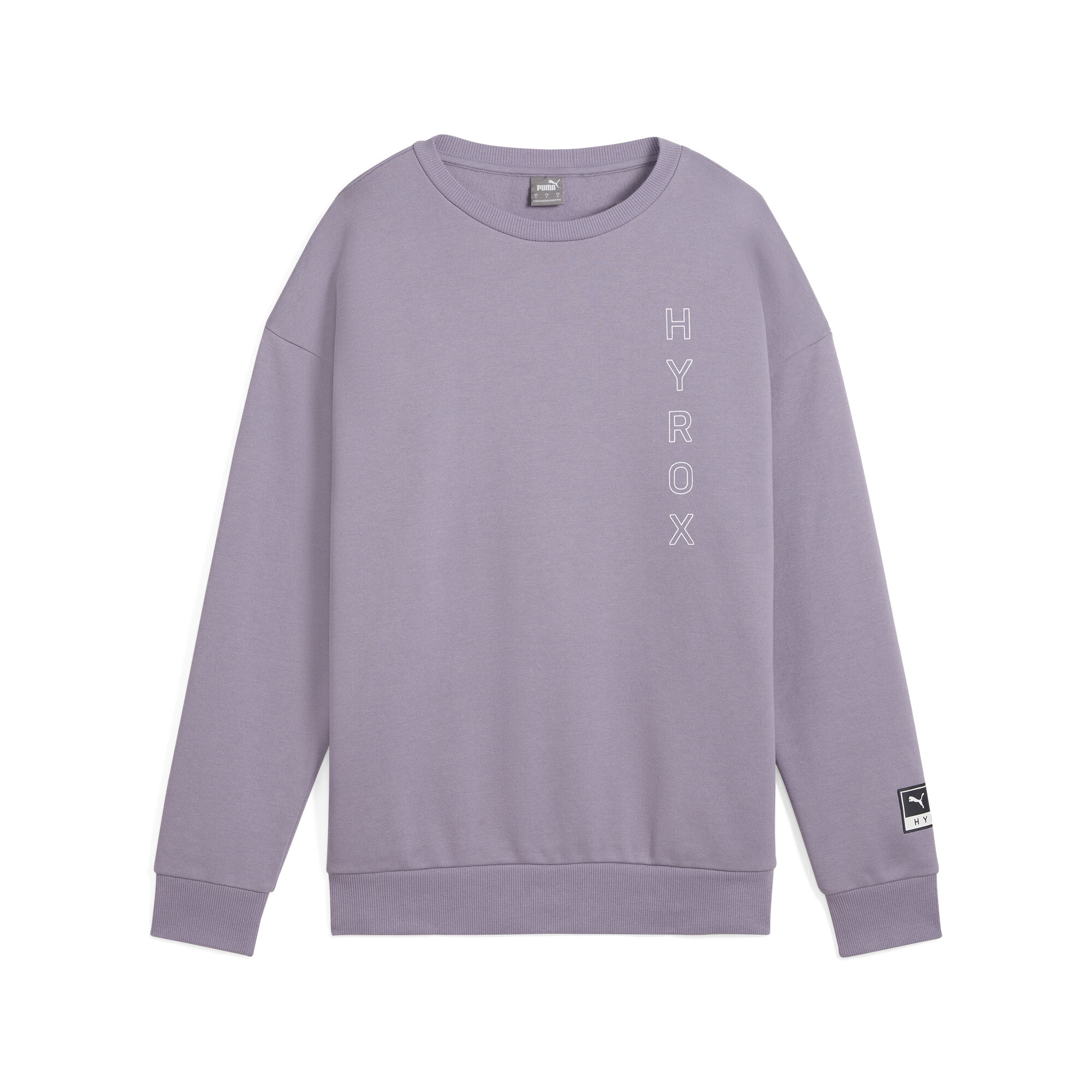 Women's Puma X HYROX Graphic Fleece Crew, Purple, Size L, Clothing