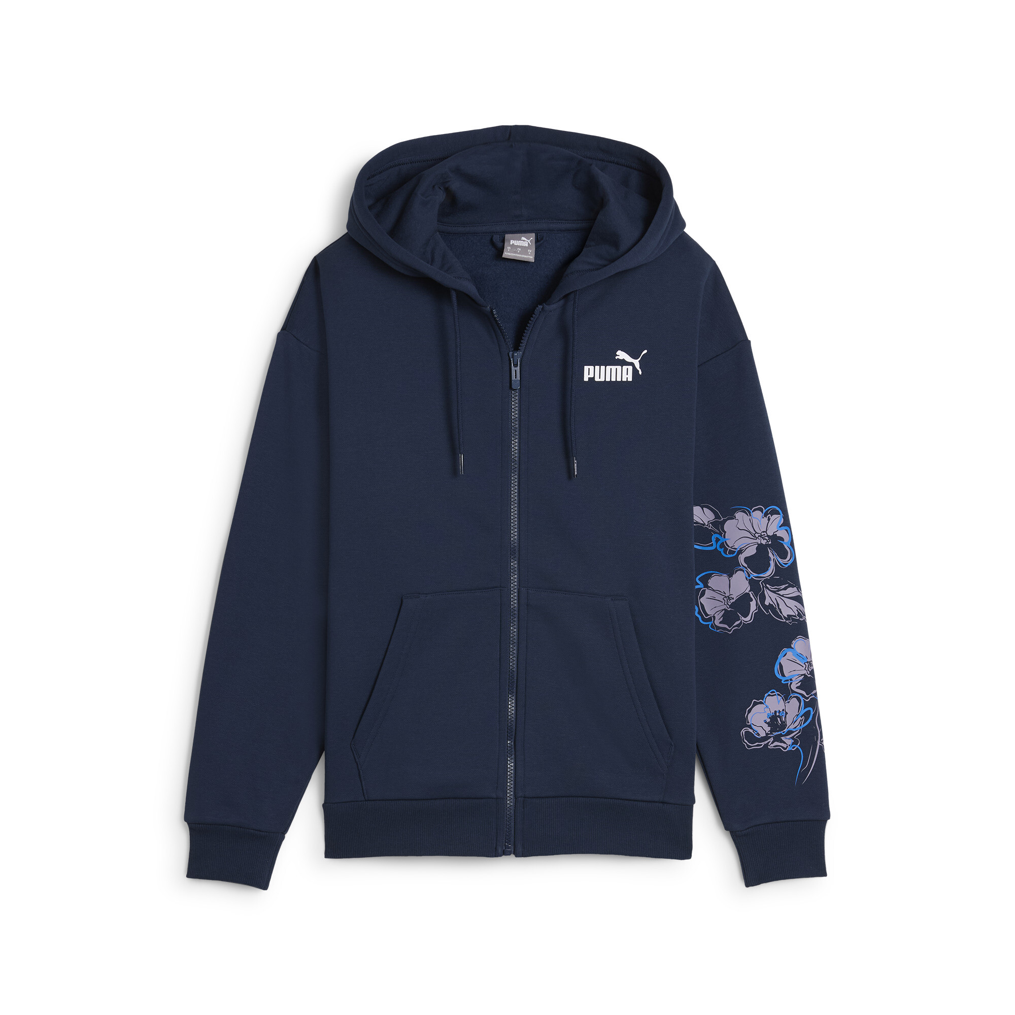 Women's Puma ESS+ FLORAL VIBES Full-Zip Hoodie, Blue, Size S, Clothing