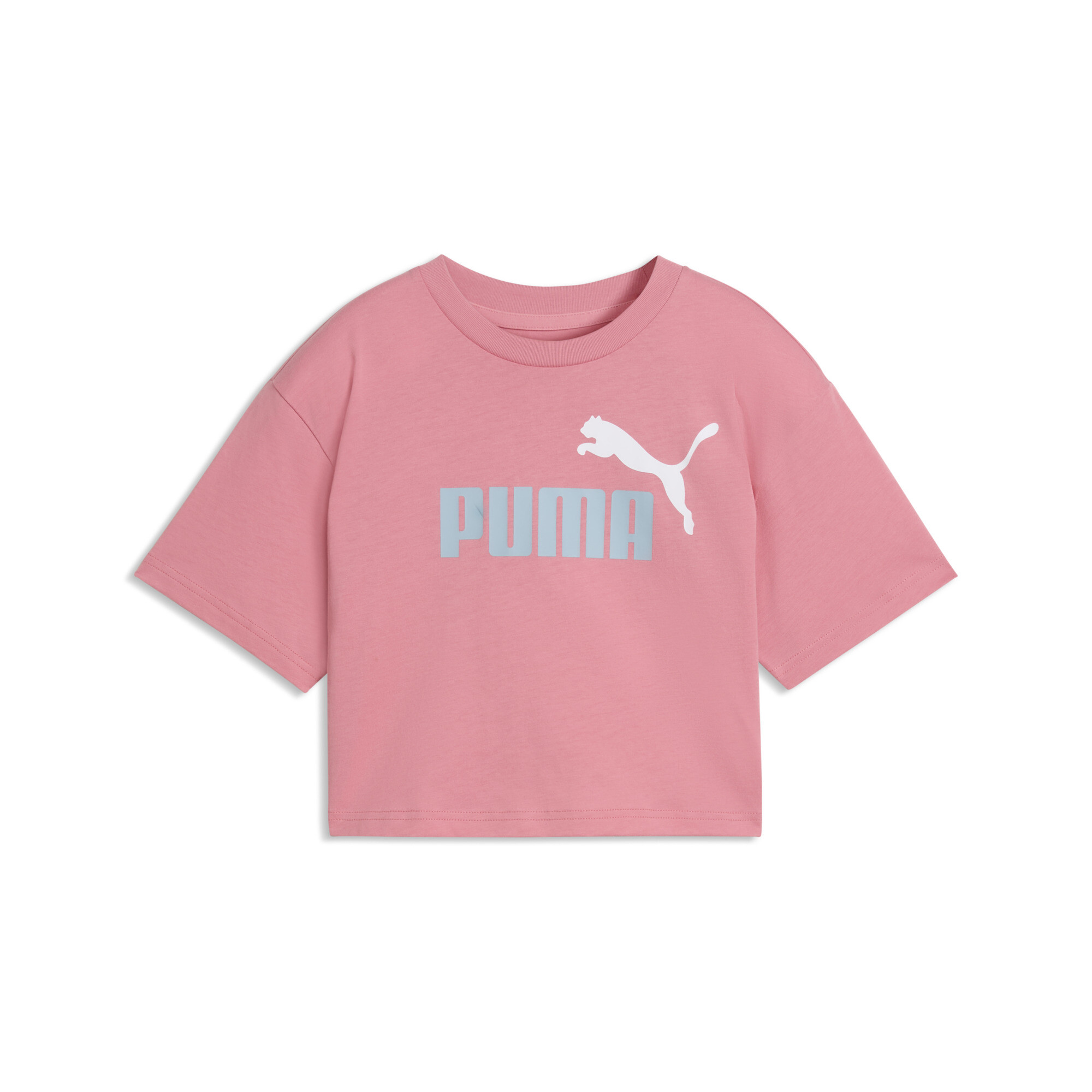 Essentials 2 kleuren No. 1 PUMA-logo cropped T-shirt voor Dames, Roze, Maat 13-14Y