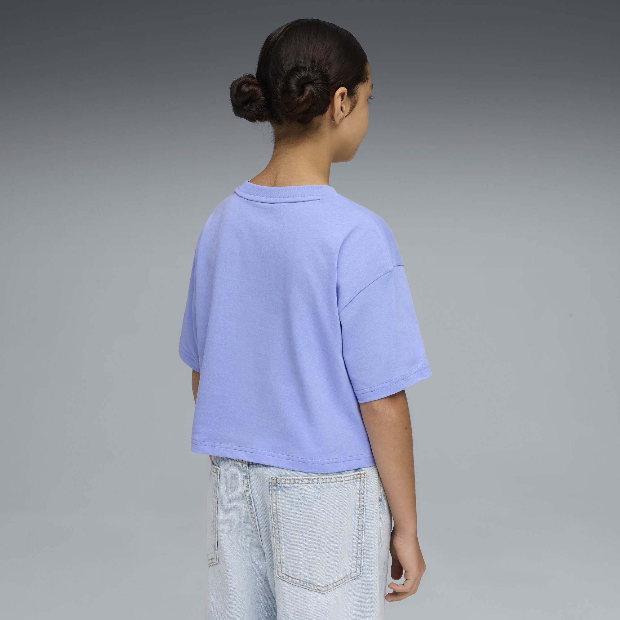 Essentials 2 kleuren No. 1 PUMA-logo cropped T-shirt voor Dames, Maat 5-6Y thumbnail 3