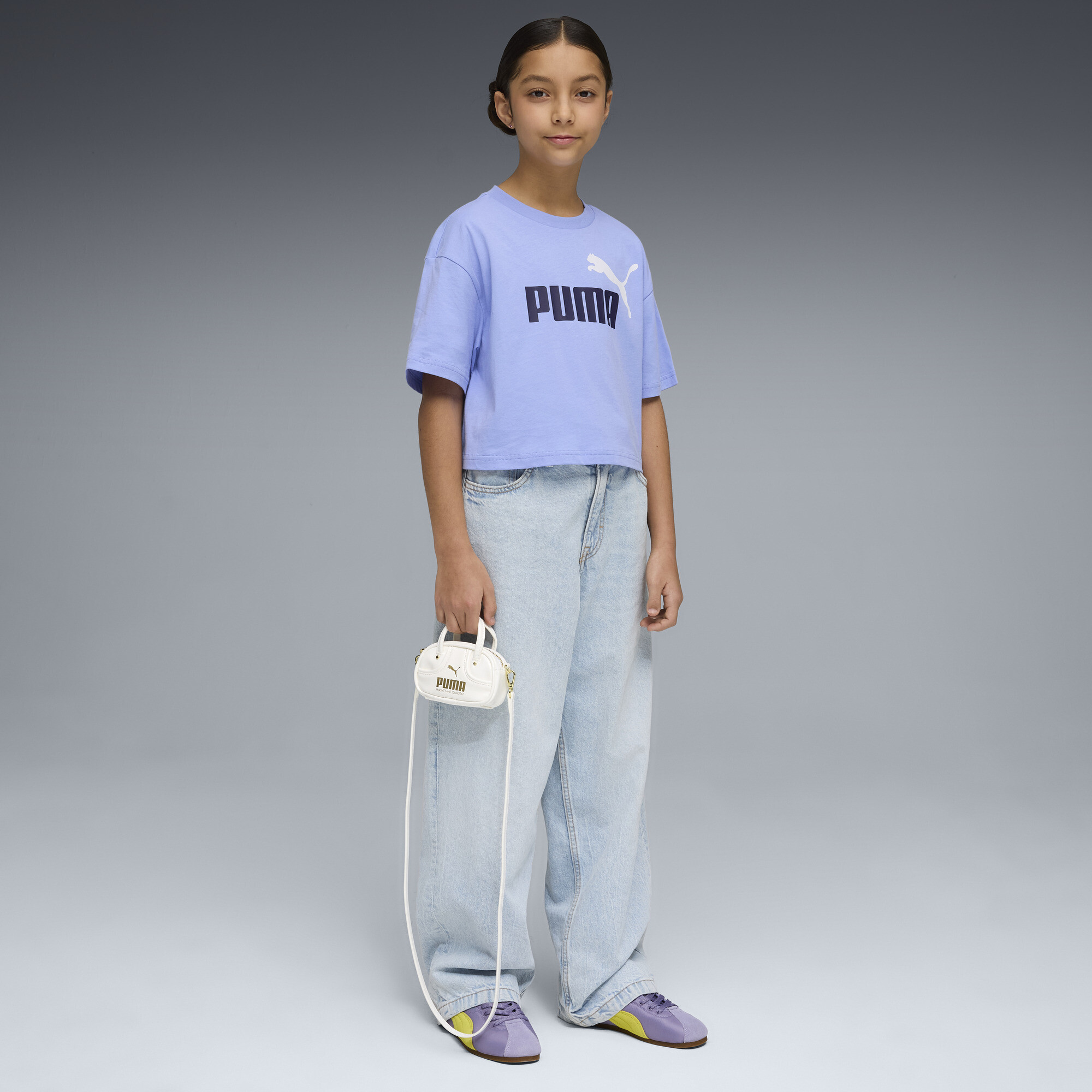 Essentials 2 kleuren No. 1 PUMA-logo cropped T-shirt voor Dames, Maat 5-6Y thumbnail 2