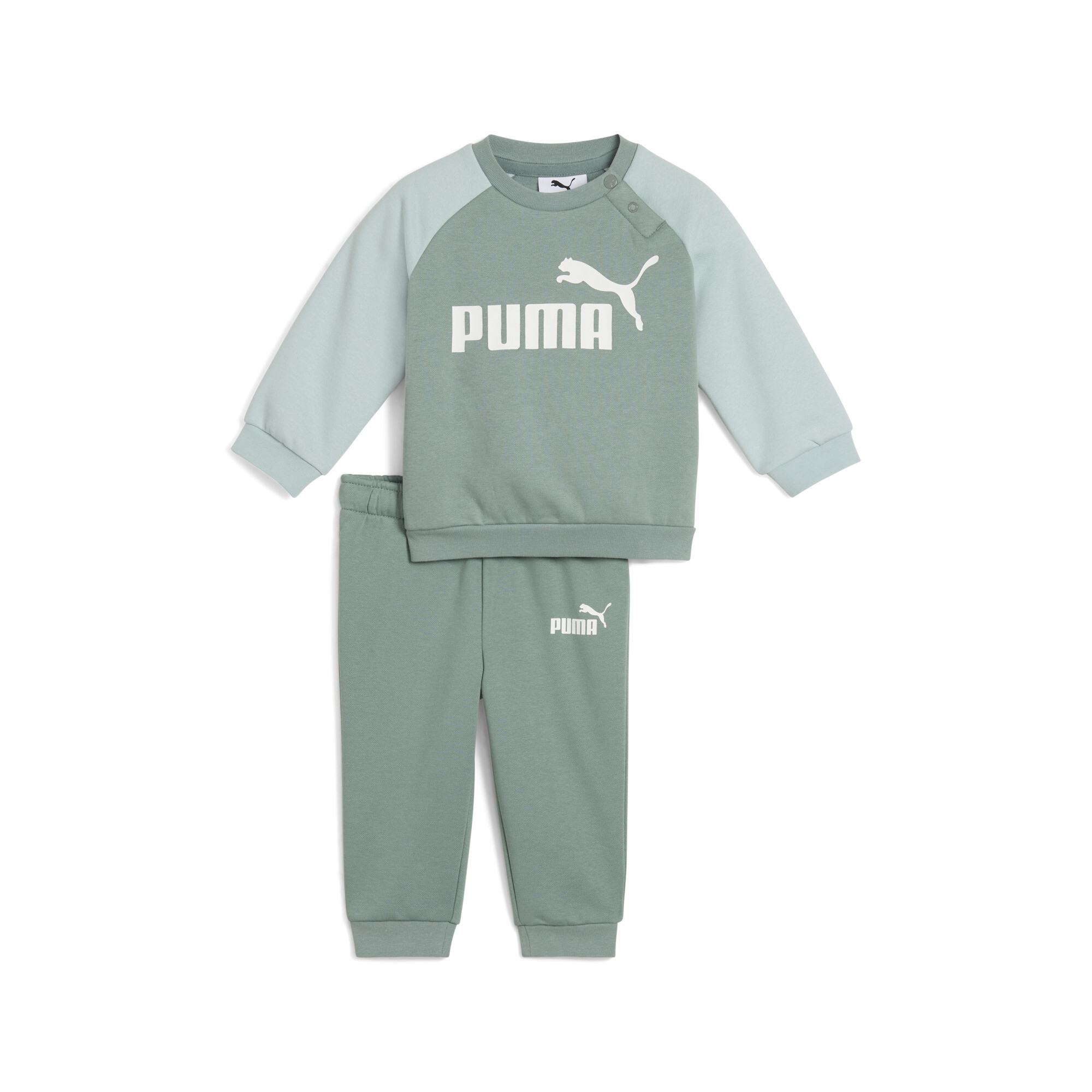 Shop Puma 2-piece Minicats Essentials Todders' Raglan Crew And Pants Set In Green