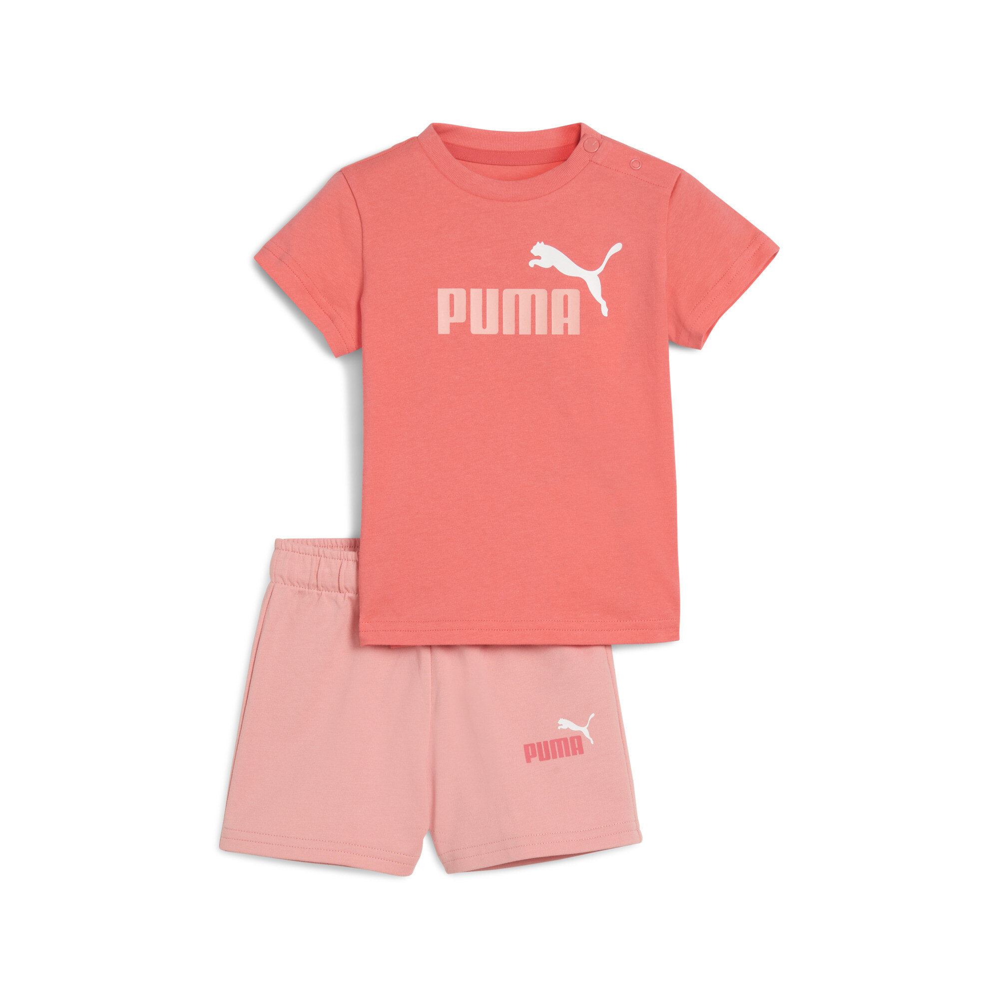 Puma Minicats Essentials T-Shirt und Shorts Set Baby | Mit Plain | Peach Frost | Größe: 12-18M