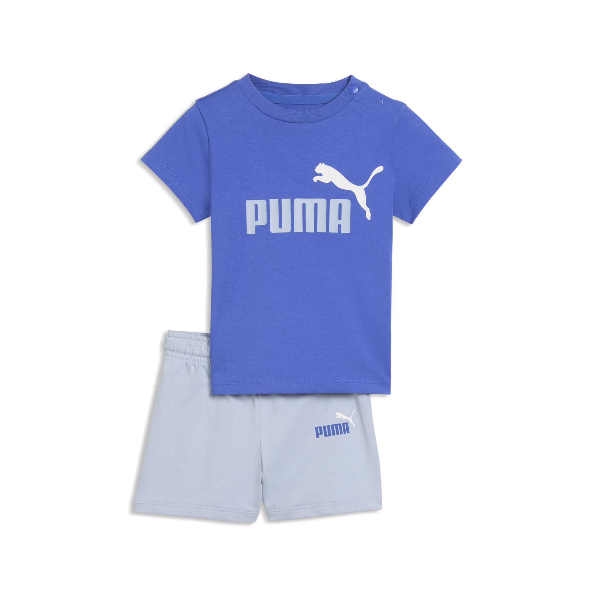 PUMA Minicats Essentials Set met T-shirt en short, Blauw, Maat 1-2Y