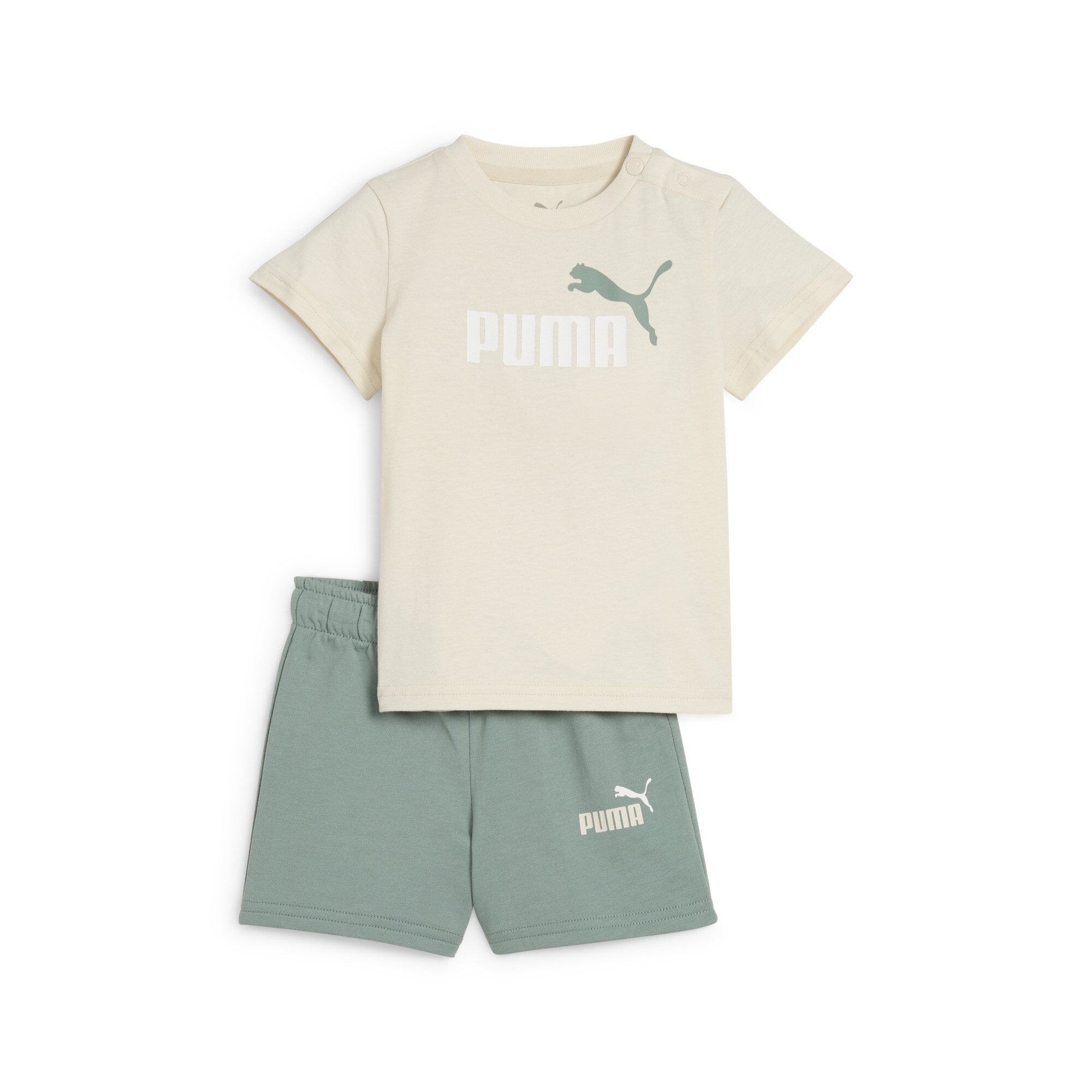 Puma Minicats Essentials T-Shirt und Shorts Set Baby | Mit Plain | Alpine Snow | Größe: 6-9M