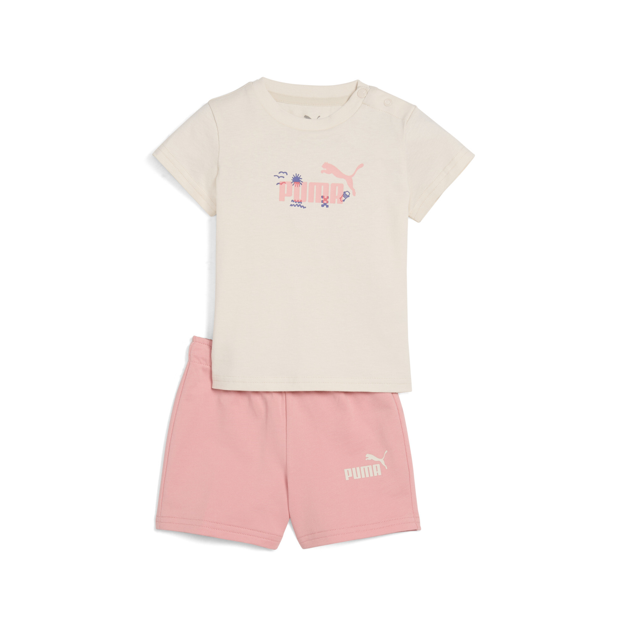 PUMA Minicats Sandy Adventures set met T-shirt en short, Alpine Snow