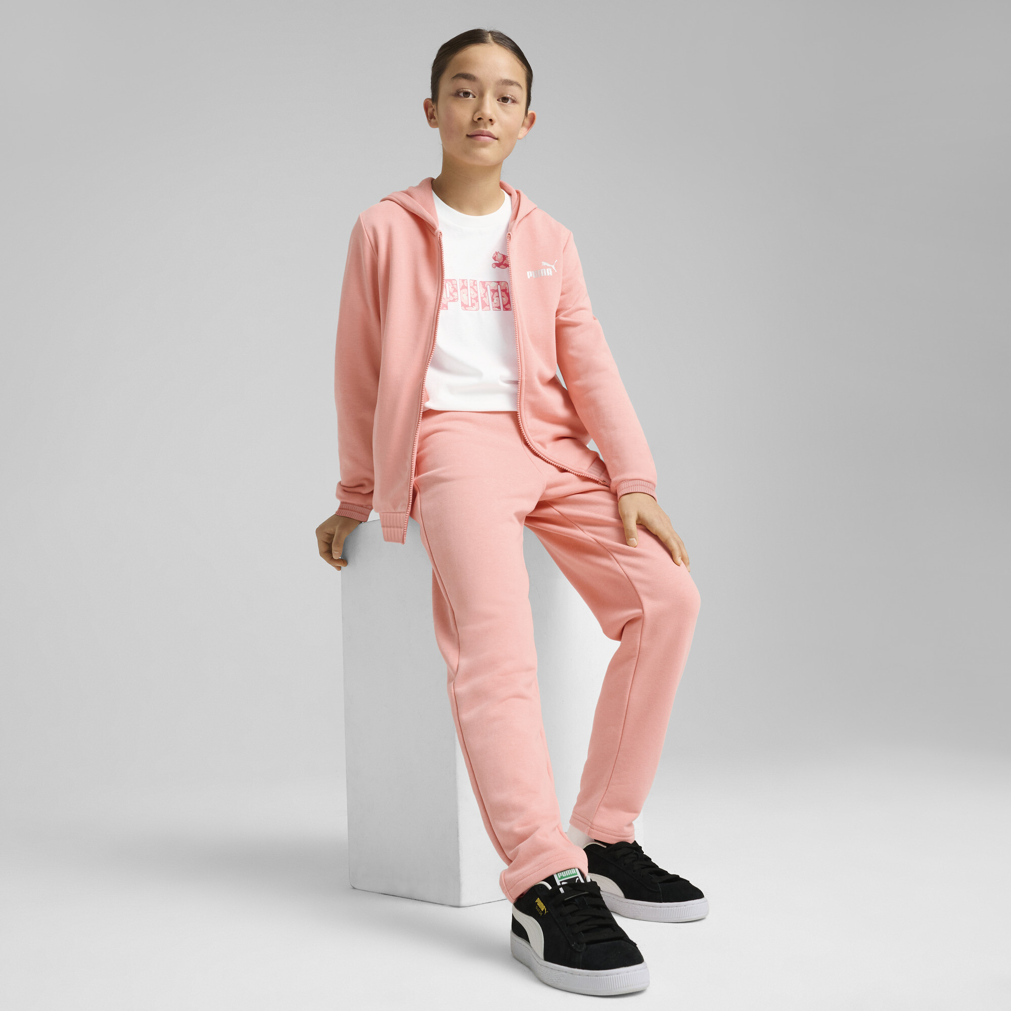 Puma Metallic Jogginganzug mit Kapuze Teenager Für Damen Für Kinder | Mit Plain | Pink Fruit | Größe: 11-12Y