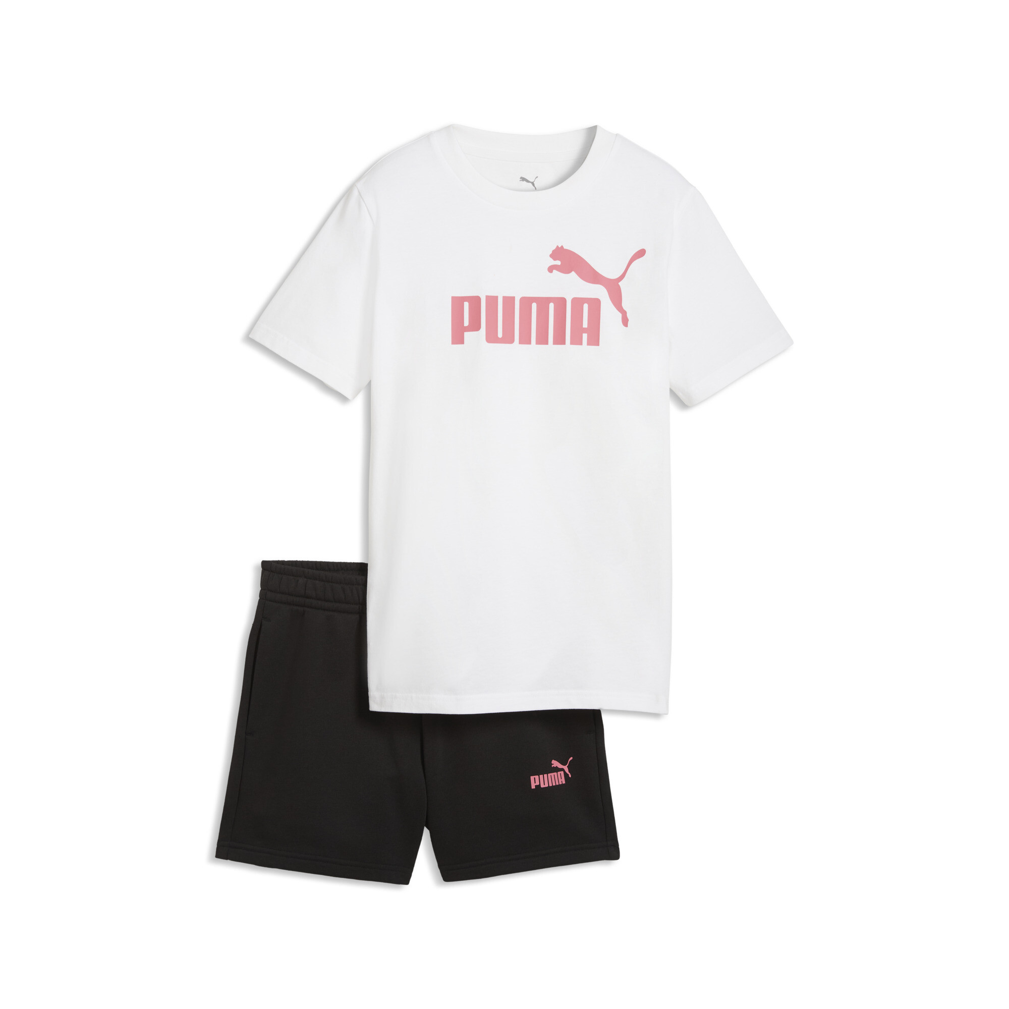 PUMA Essentials No.1-logo set met T-shirt en short voor Dames, Roze/Wit, Maat 9-10Y thumbnail 3