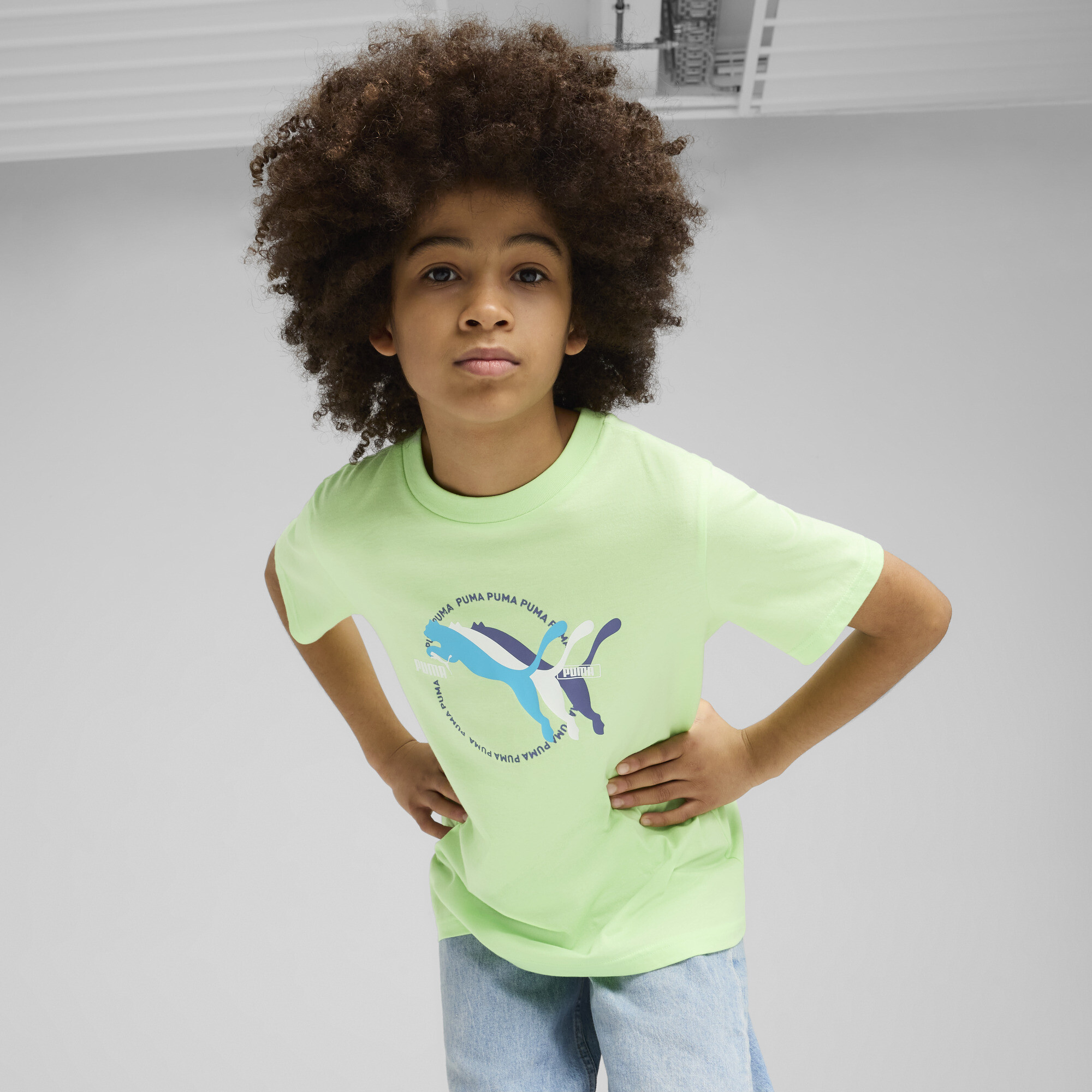 Puma Graphics T-Shirt Teenager Für Herren Für Damen Für Kinder | Mit Print | Spring Fern | Größe: 11-12Y