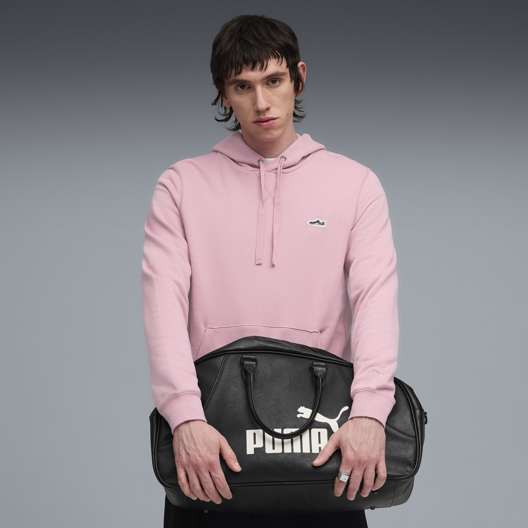 PUMA Wardrobe Essentials Suede Men's Hoodie in Pink, Size S