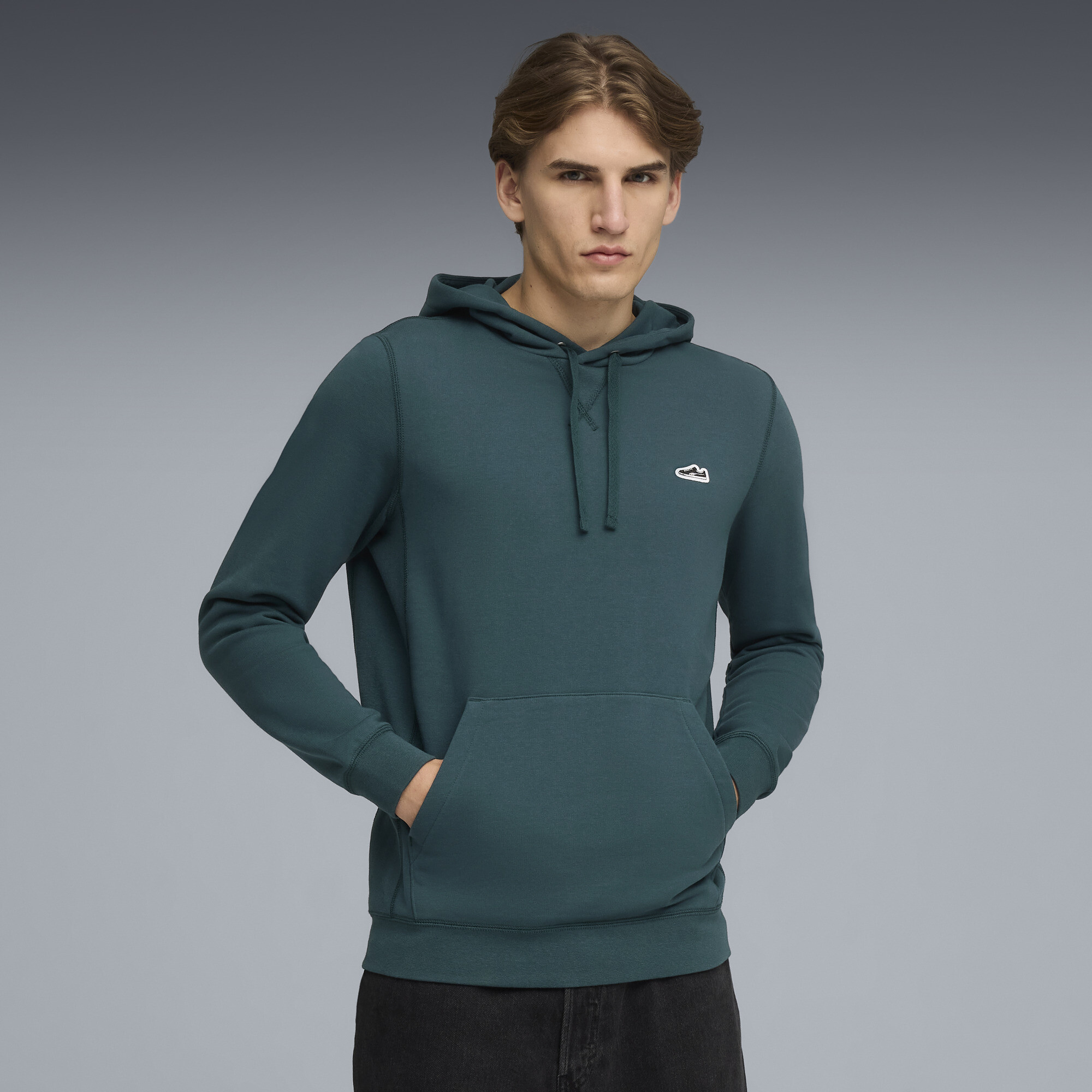 PUMA Wardrobe Essentials Suede Men's Hoodie in Green, Size XXL