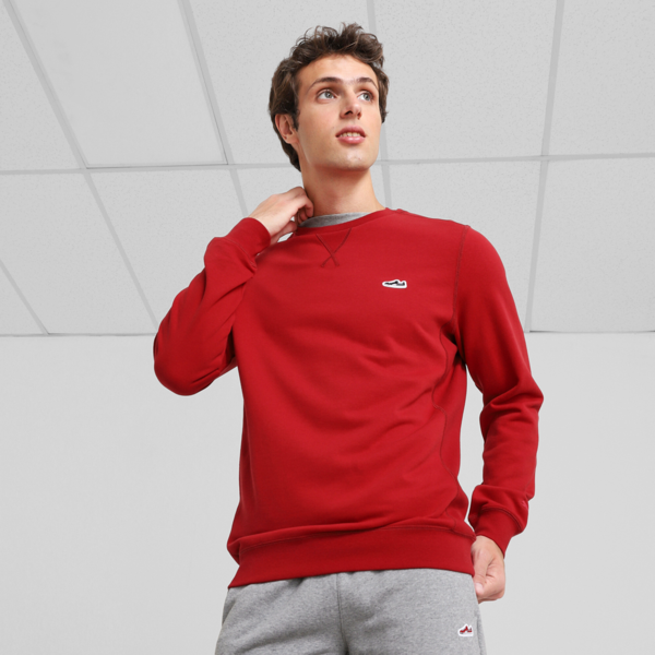 WARDROBE ESS SUEDE CREW TR, Dark Crimson, large-MEX
