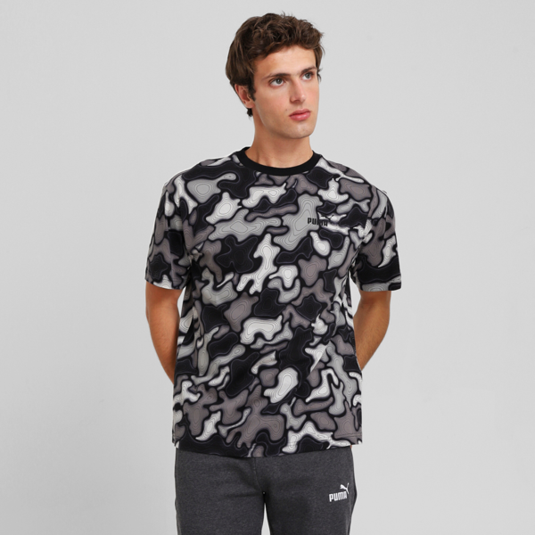 ESS LOGO LAB CAMO AOP Tee, PUMA Black, large-MEX