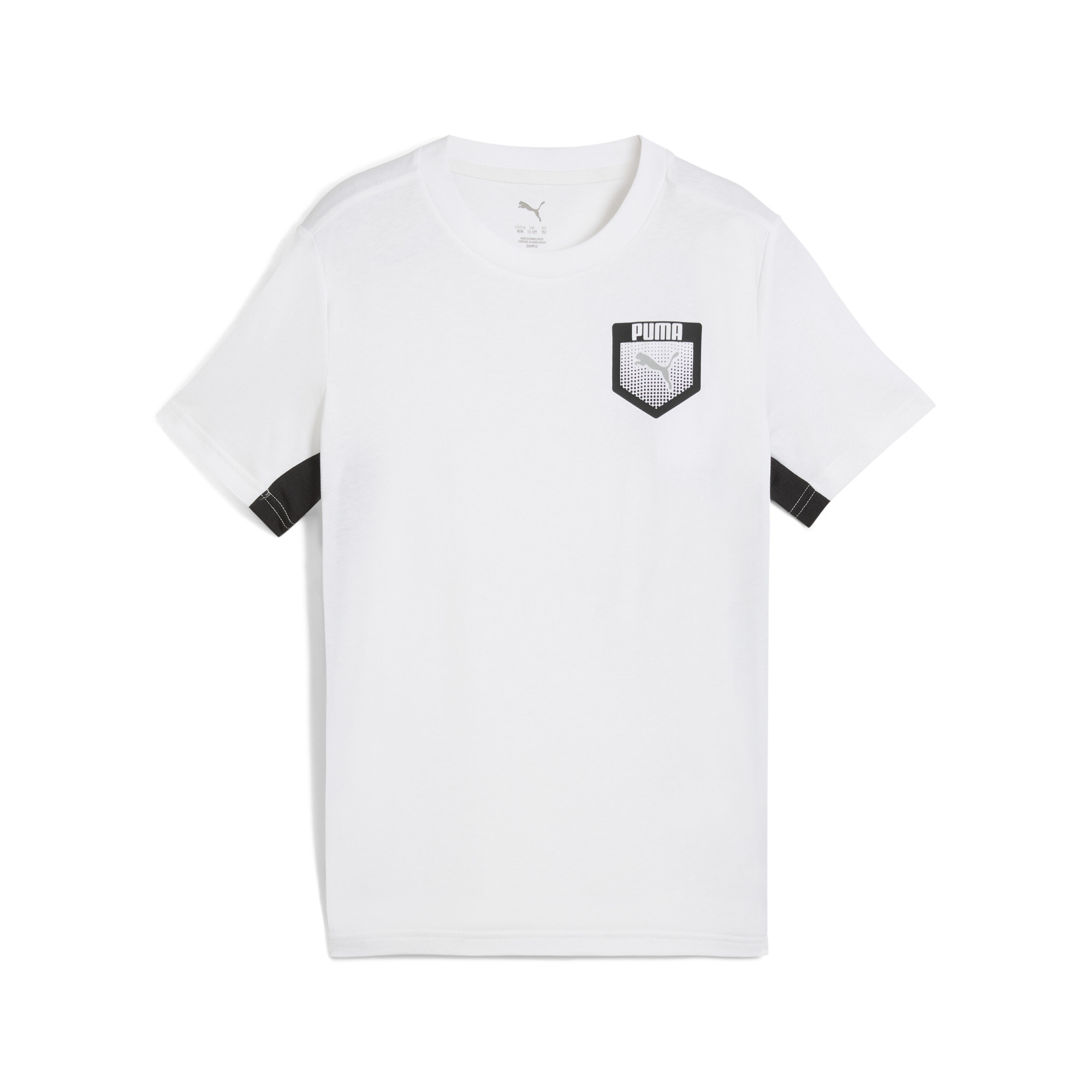 商品情報若いトレンドセッターのためにデザインされたプーマTシャツ。クールなグラフィックのラバープリントと、脇の下に通気性の良いメッシュのインサートを備えています。8歳以上のお子様におすすめのサイズです