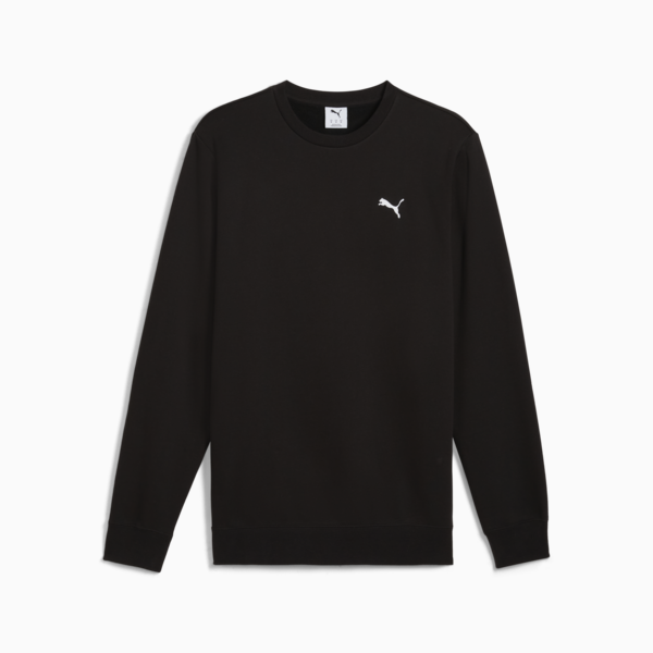 Essentials Small PUMA Logo Crew Men, PUMA Black, large-ZAF