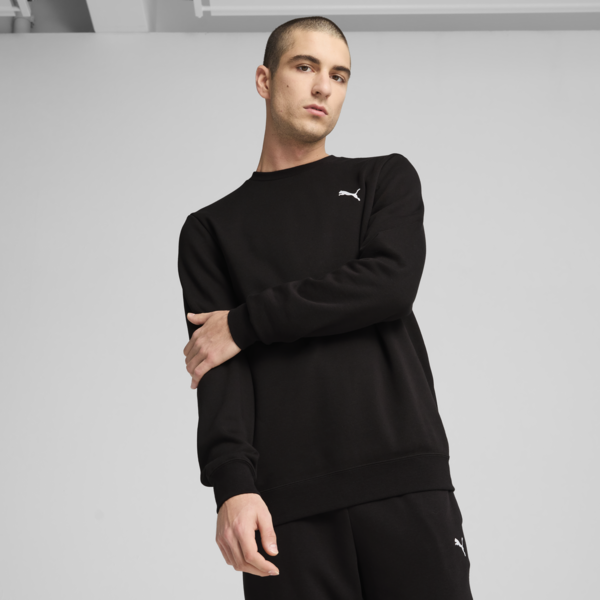 Essentials Small PUMA Logo Crew Men, PUMA Black, large-ZAF