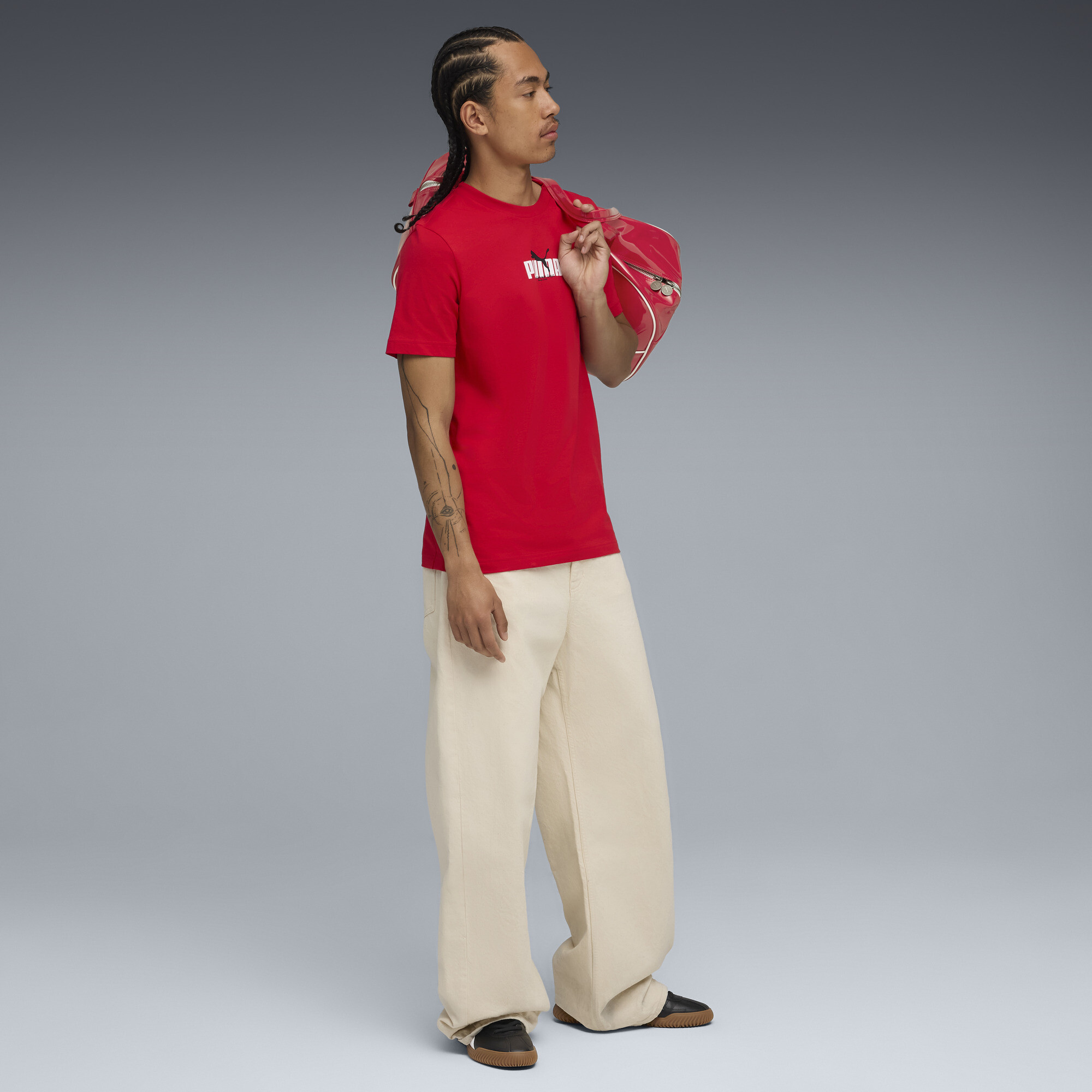 Graphic T-shirt met PUMA-tekst voor Heren, Rood, Maat XL thumbnail 4