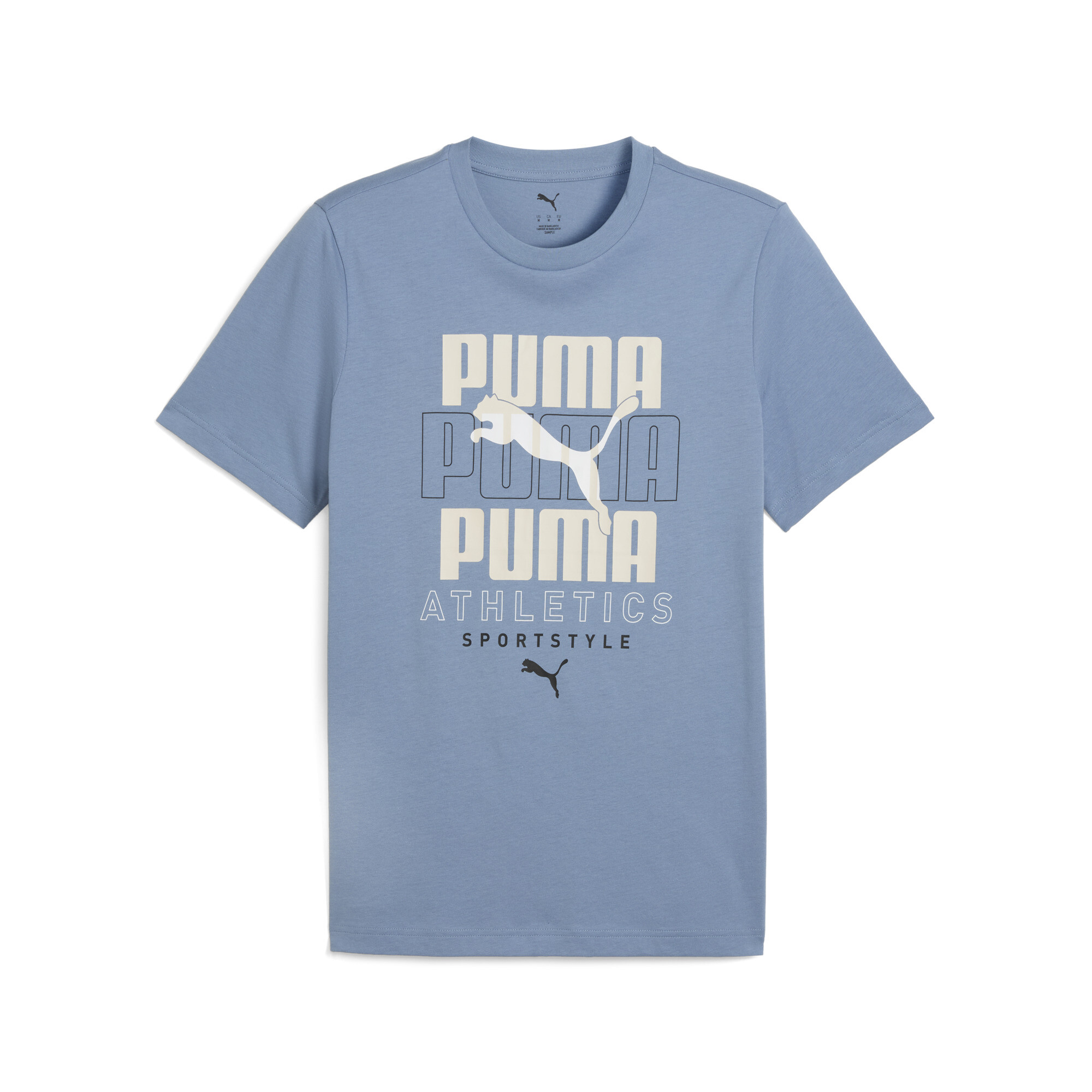 PUMA Graphic Stacked T-shirt met afbeelding voor Heren, Blauw, Maat XXL thumbnail 3