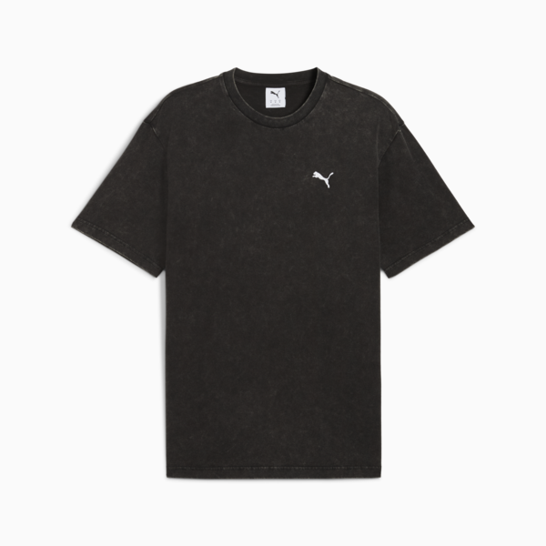 Essentials Elevated Relaxed Wash Tee Men, PUMA Black, large-ZAF