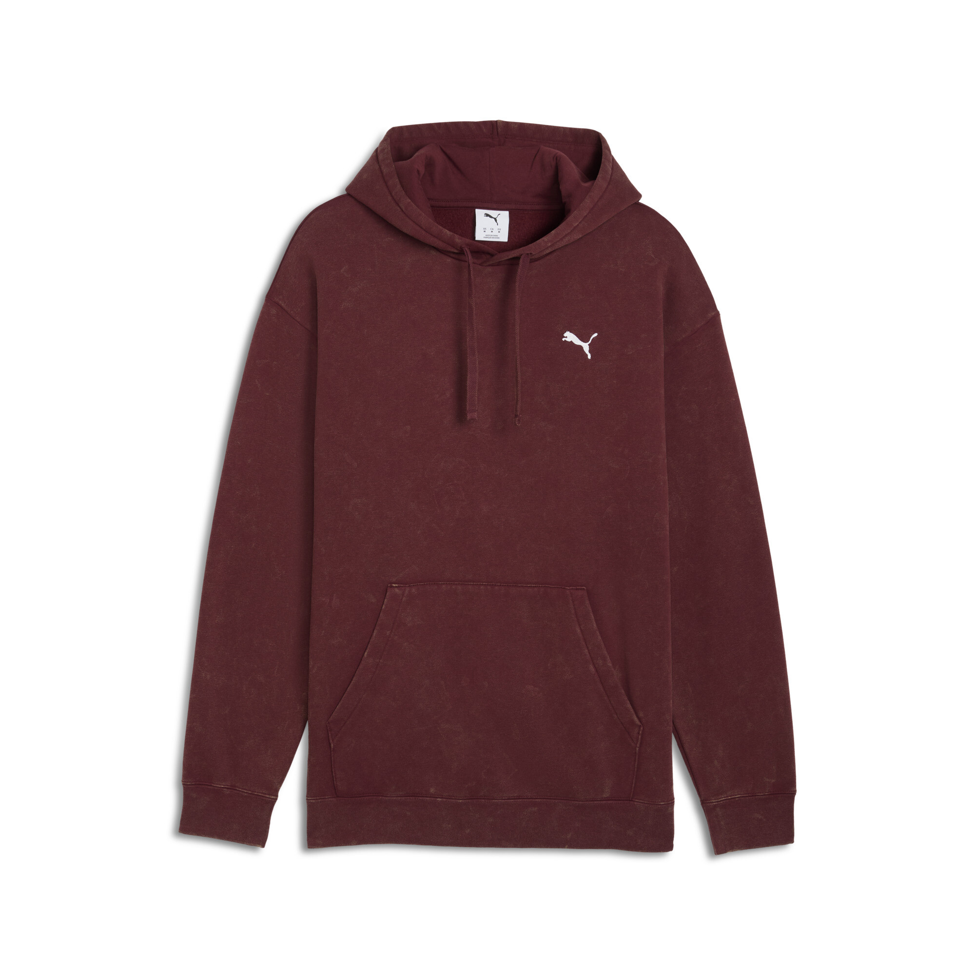 Puma Essentials Elevated Relaxed Wash Hoodie Herren | Mit Print | Ruby Shimmer | Größe: S