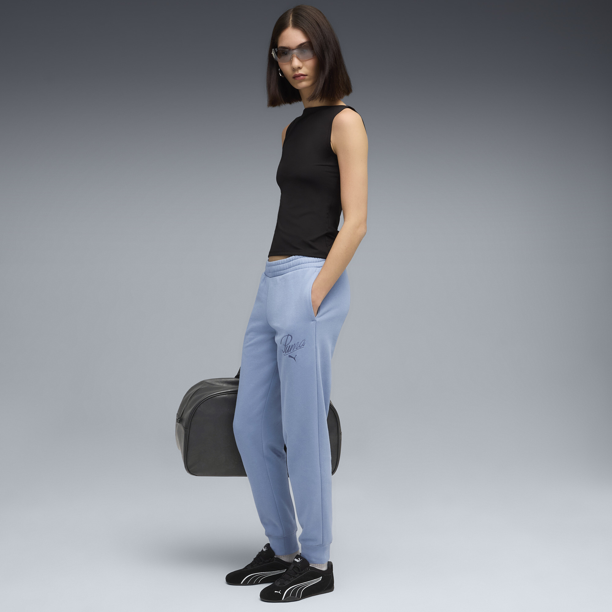 PUMA Essentials Script sweatpant voor Dames, Blauw, Maat XL thumbnail 4