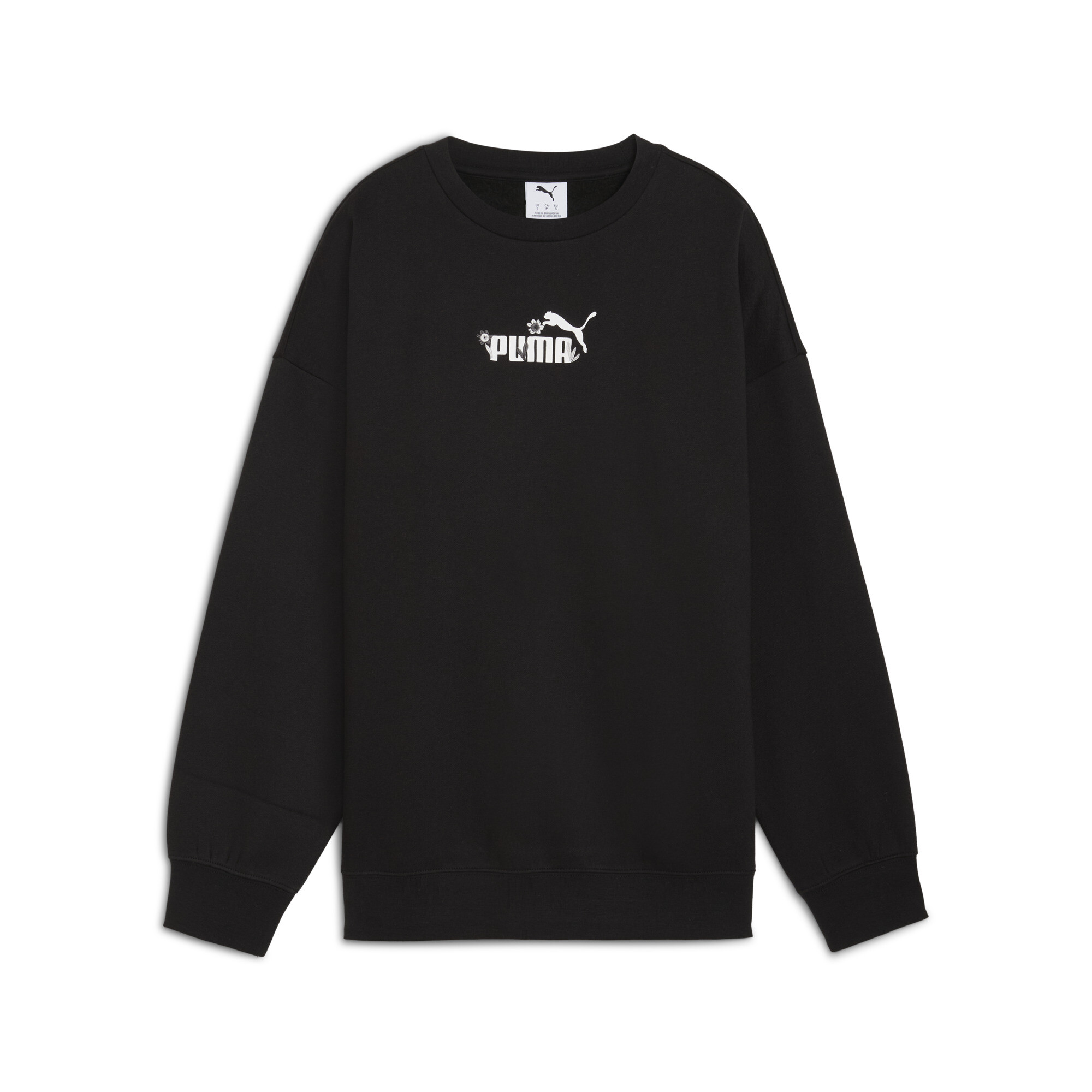 PUMA Essentials Nature 2.0 oversized sweater met ronde hals voor Dames, Zwart, Maat XS thumbnail 3